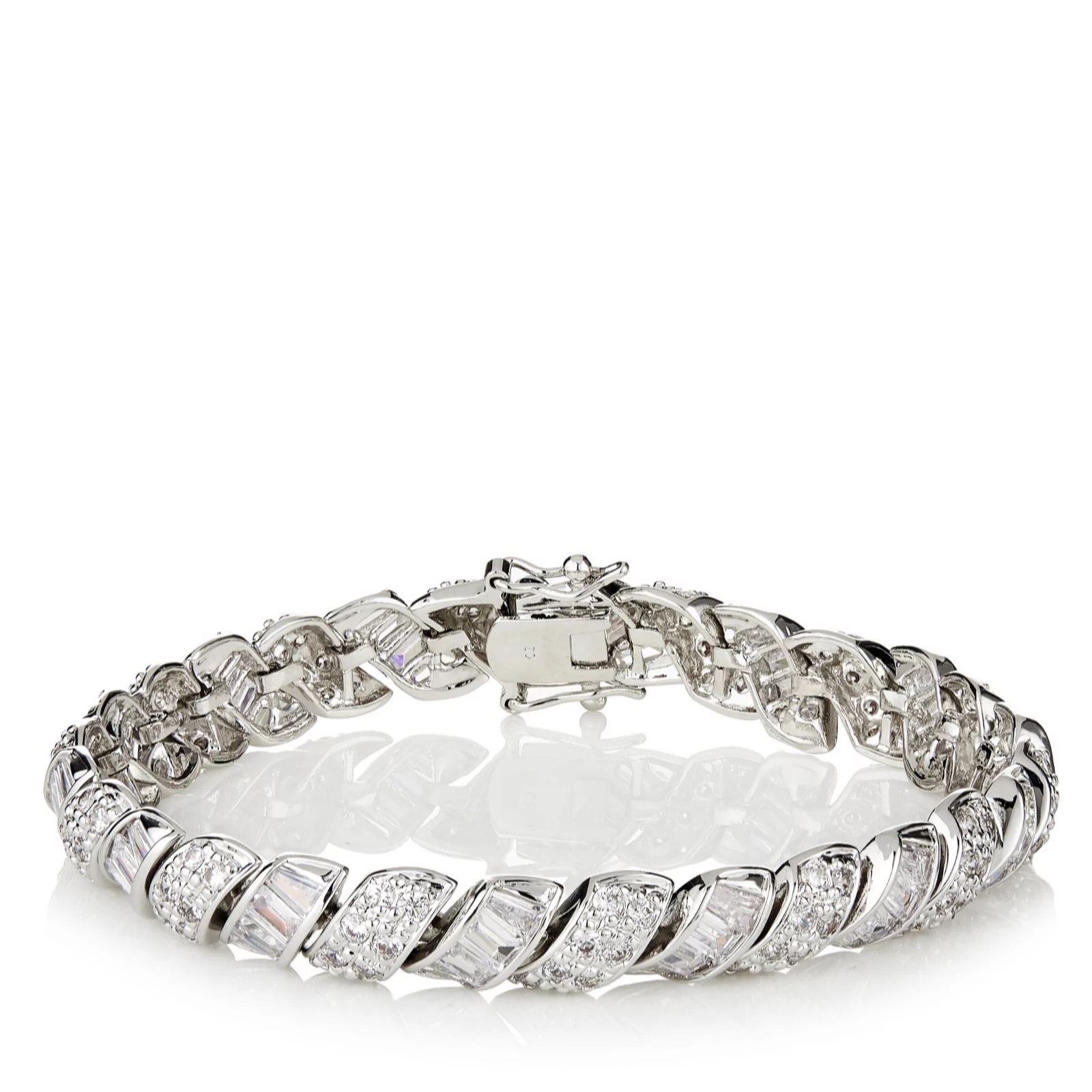 Diamonique 10.8ct tw Mixed Cut Tennis Bracelet QVC UK