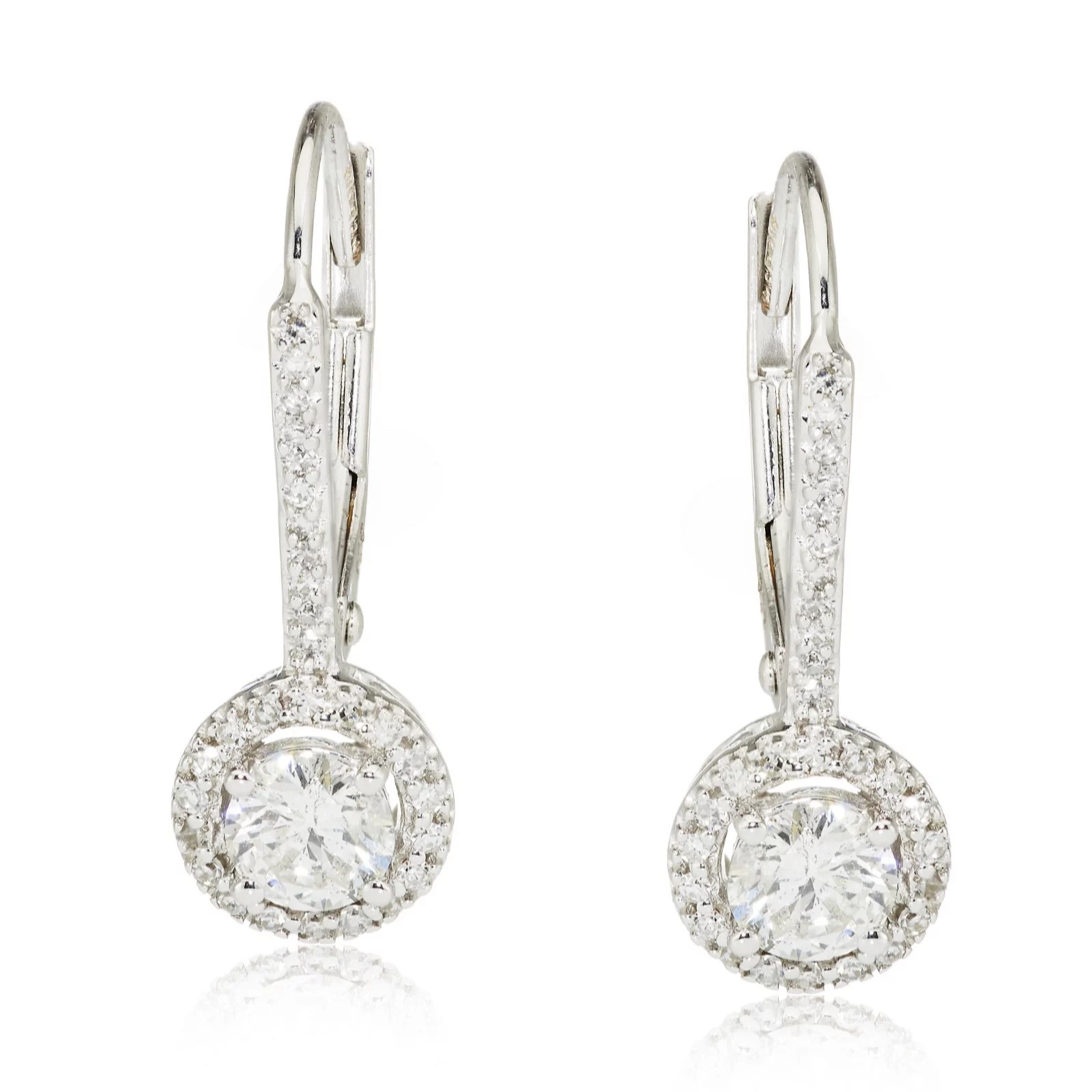 Outlet 0.5ct Diamond Halo Drop Earrings 9ct Gold QVC UK