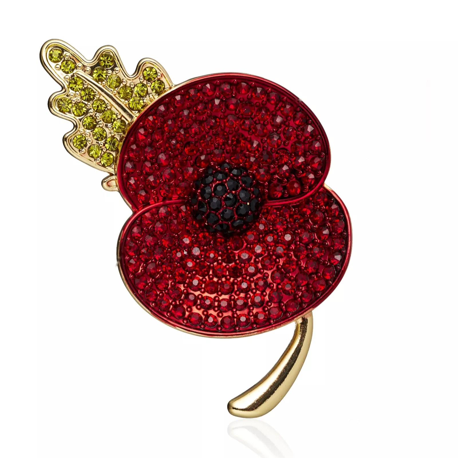 Buckley Small Leaf Poppy Brooch QVC UK