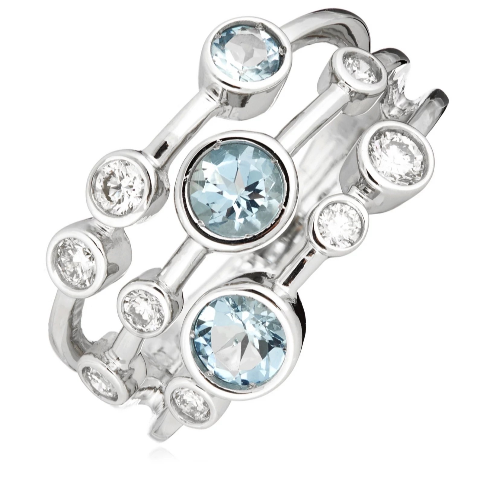 0.43ct Aquamarine & 0.33ct Diamond Bubble Ring 9ct Gold QVC UK