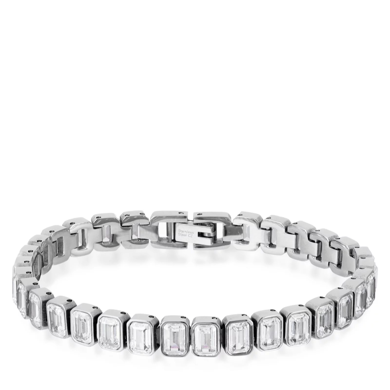 Steel by Diamonique Emerald Cut Bracelet Stainless Steel QVC UK