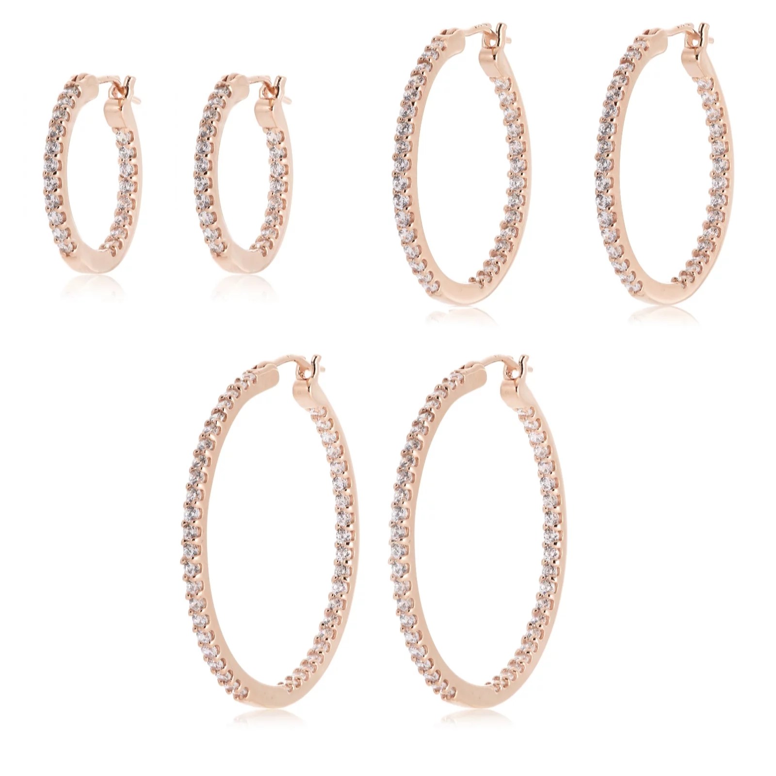 Diamonique 2.8ct tw Hoop Earring Wardrobe Sterling Silver QVC UK