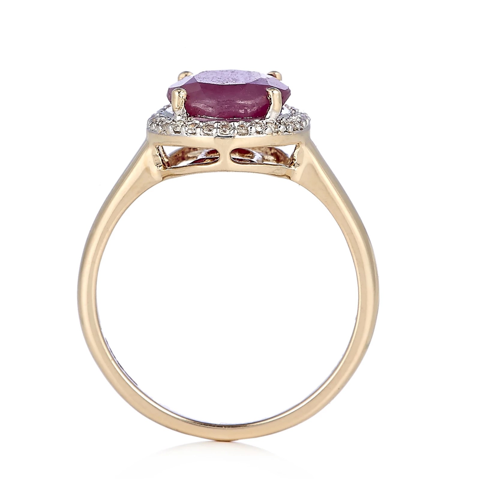 Outlet 2.50ct Ruby & 0.13ct Diamond Halo Ring 9ct Gold QVC UK