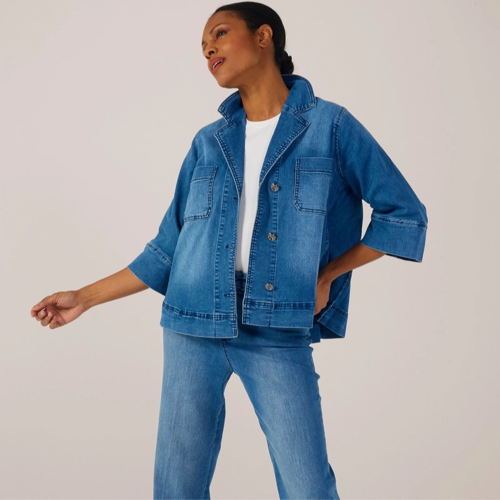 Marla Wynne Denim Pleat Back Jacket QVC UK