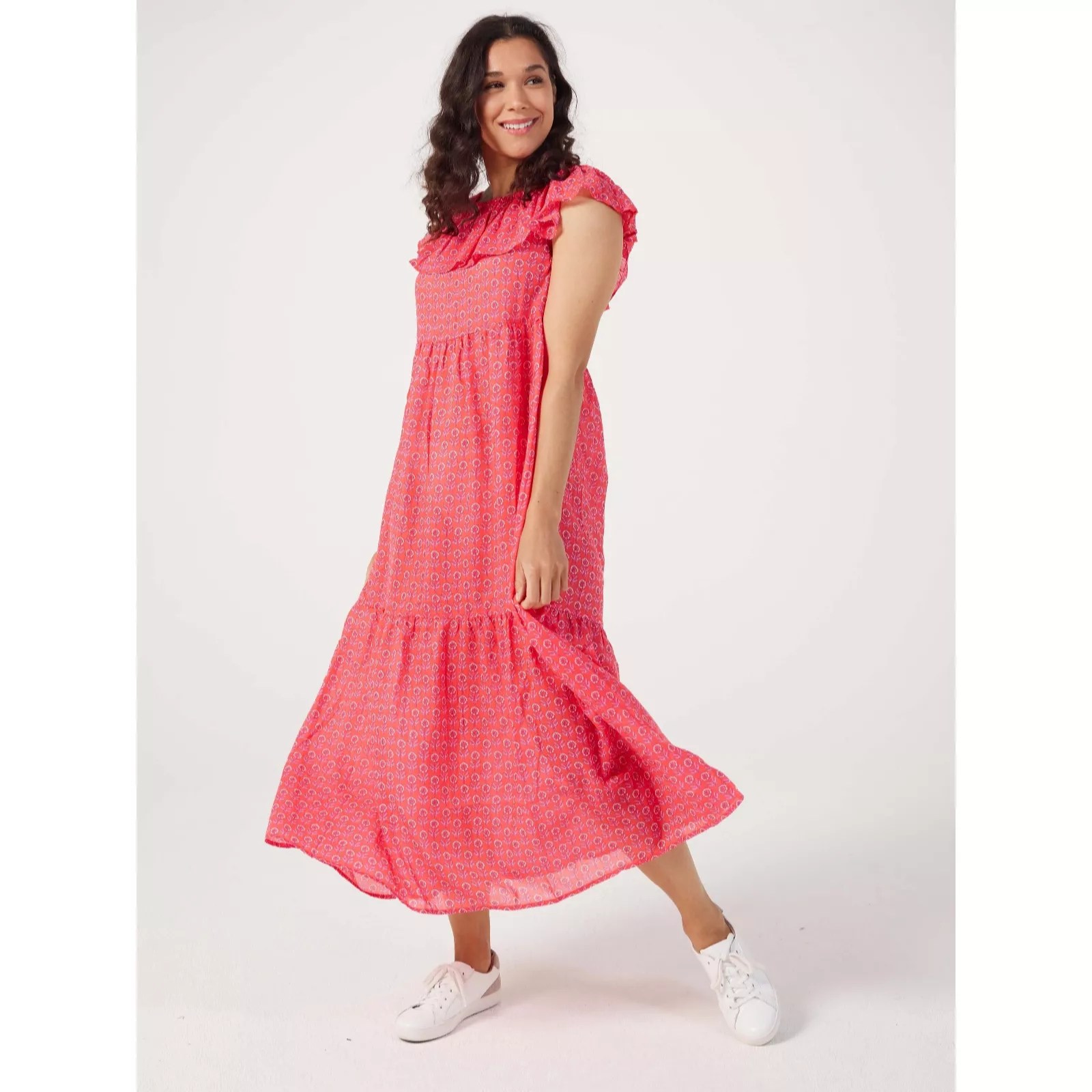 Joules Fern Off Shoulder Beach Dress QVC UK