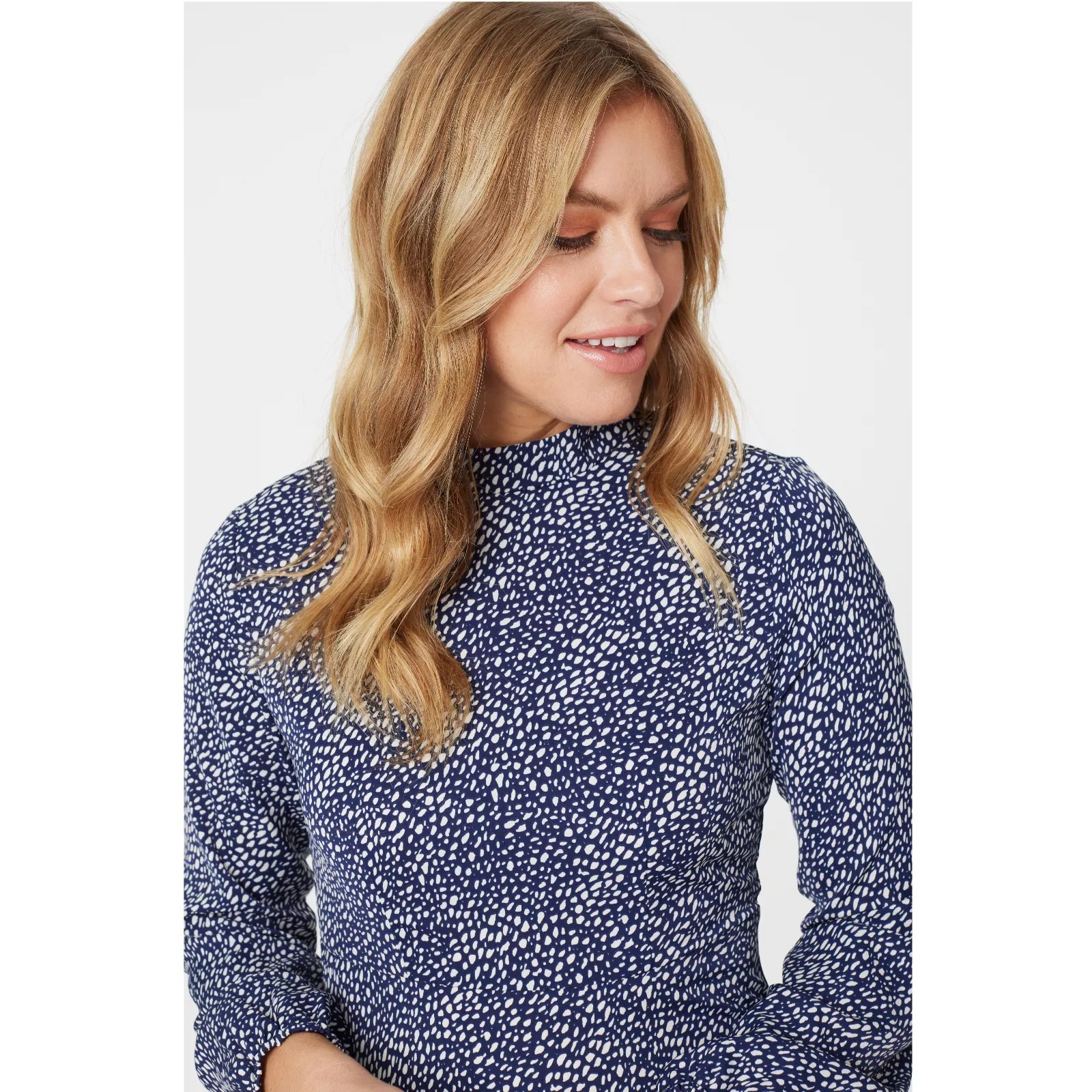 Izabel London Printed High Neck Long Sleeve Dress QVC UK