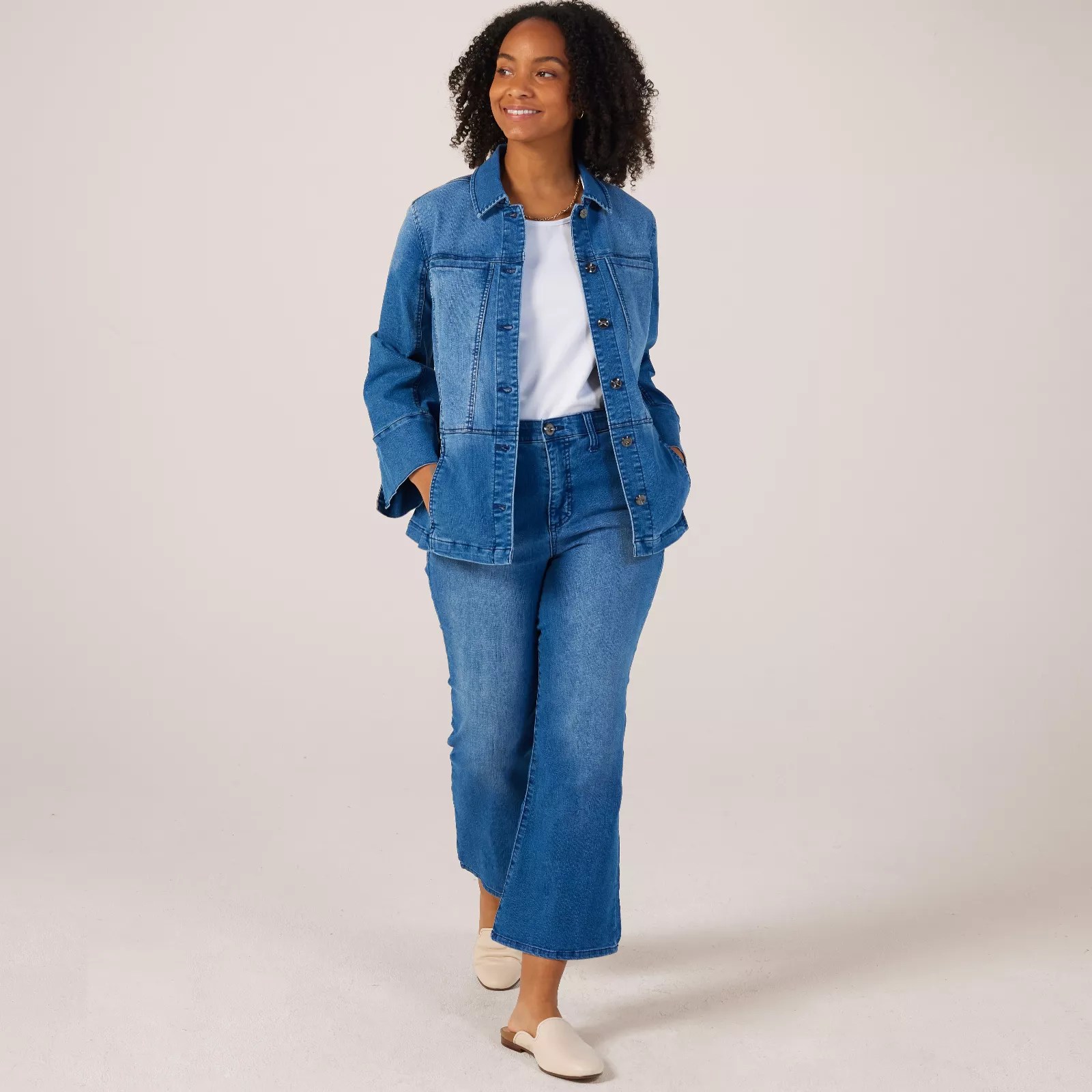 Marla Wynne Denim Peplum Jacket with Bell Sleeves QVC UK