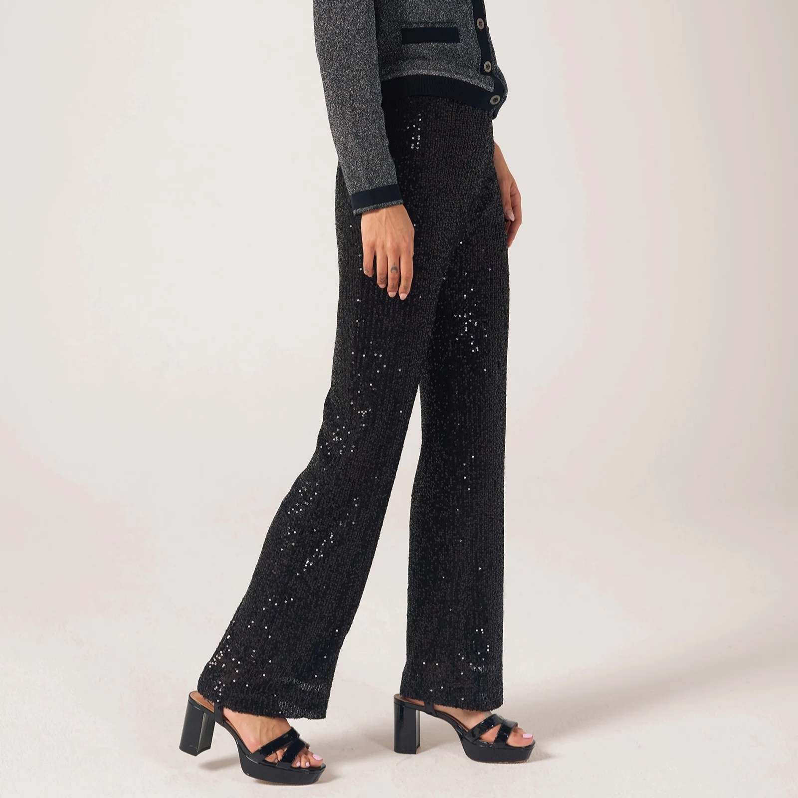 Izabel London Sequin Lined Trousers QVC UK