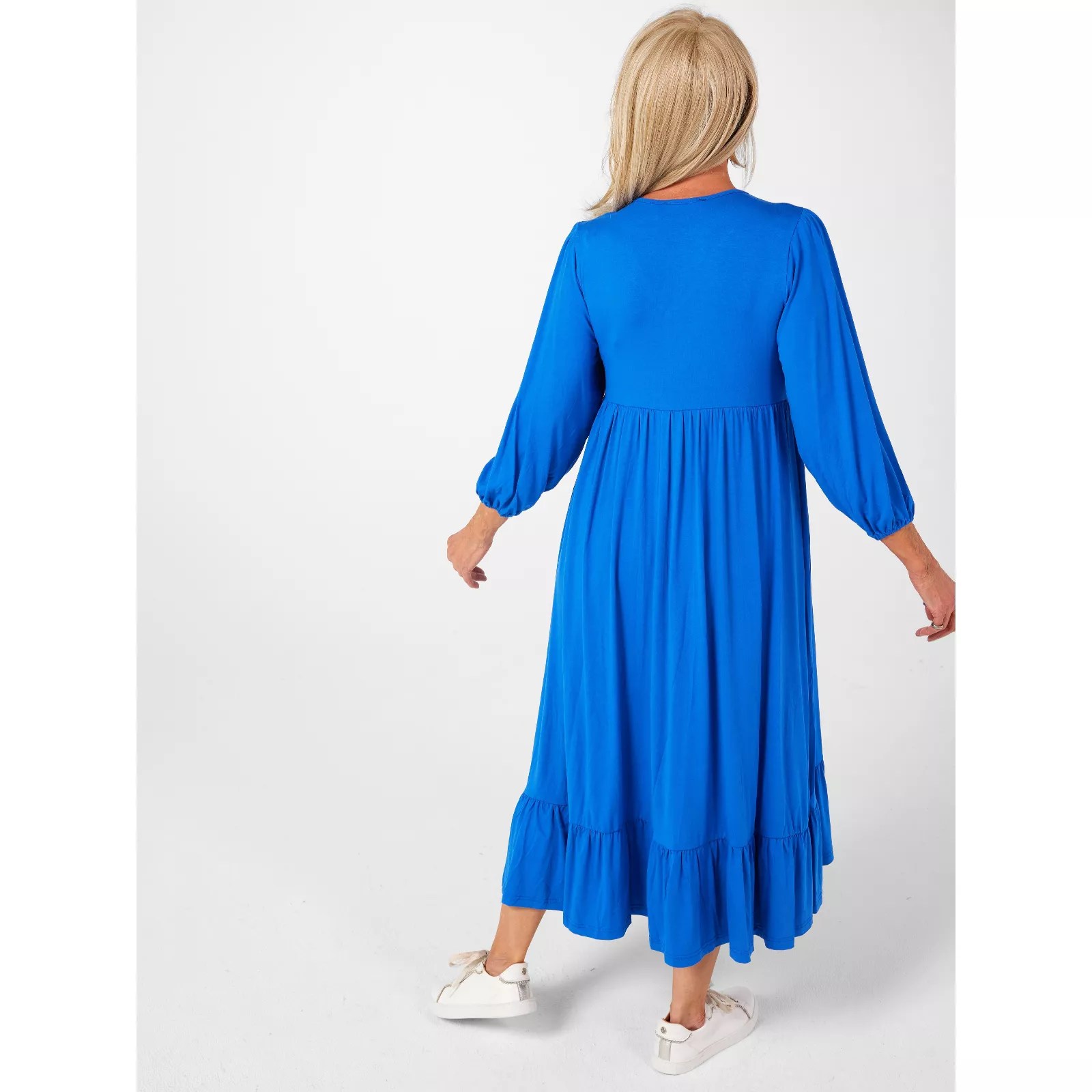 Frank Usher VNeck Jersey Dress with Puff Sleeves QVC UK