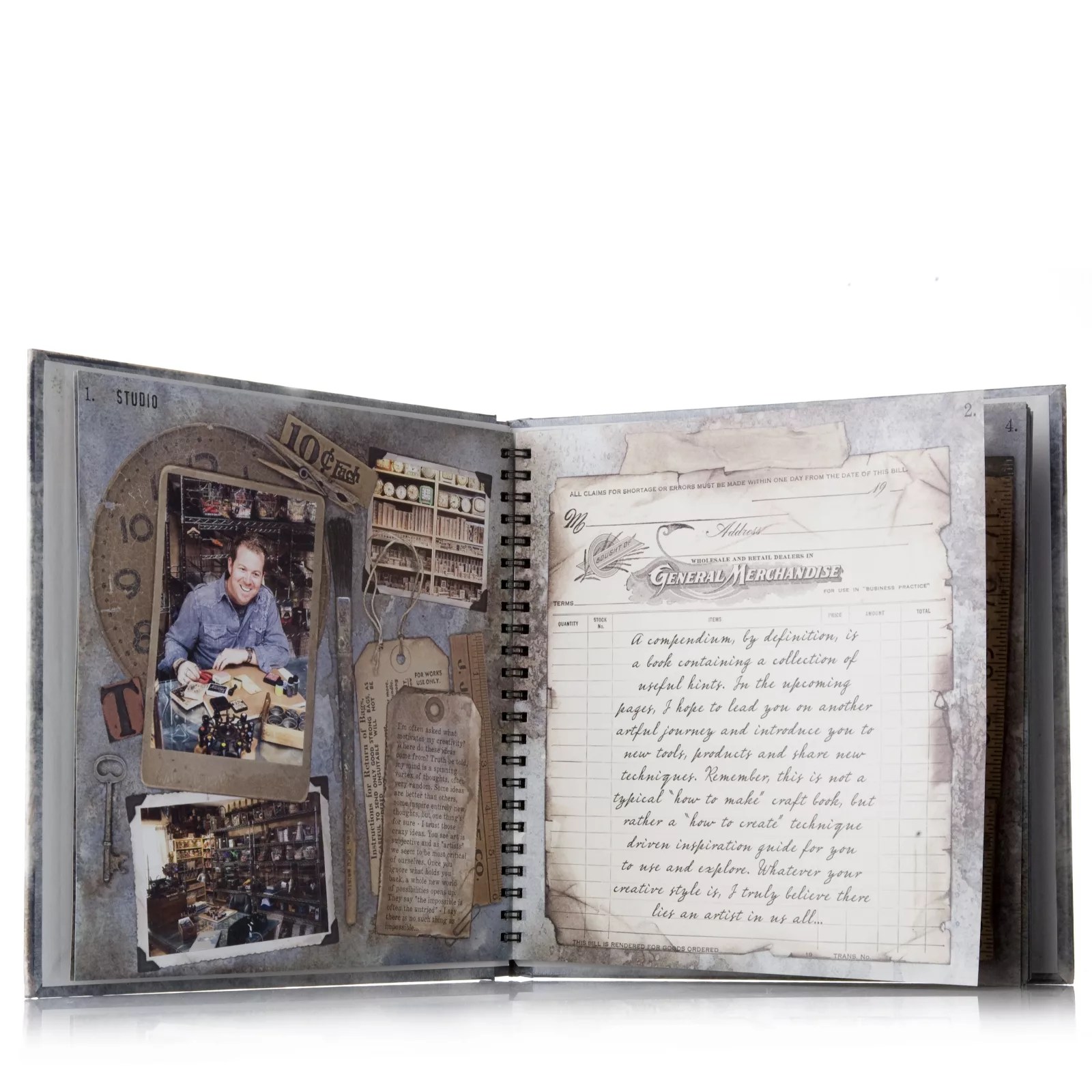 Tim Holtz A Compendium of Curiosities Technique Book & 4 Mini Accents QVC UK