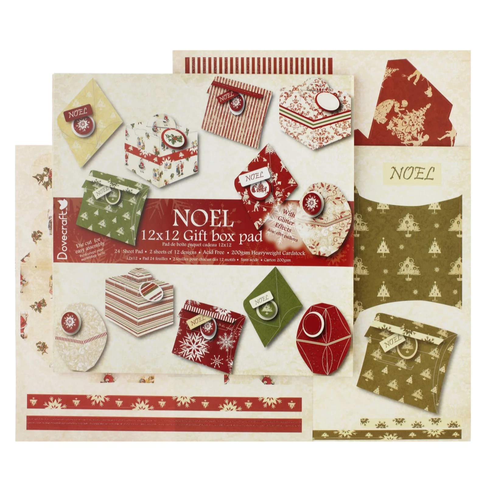 12 x 12 Die Cut and Glittered Christmas Gift Box Pad QVC UK