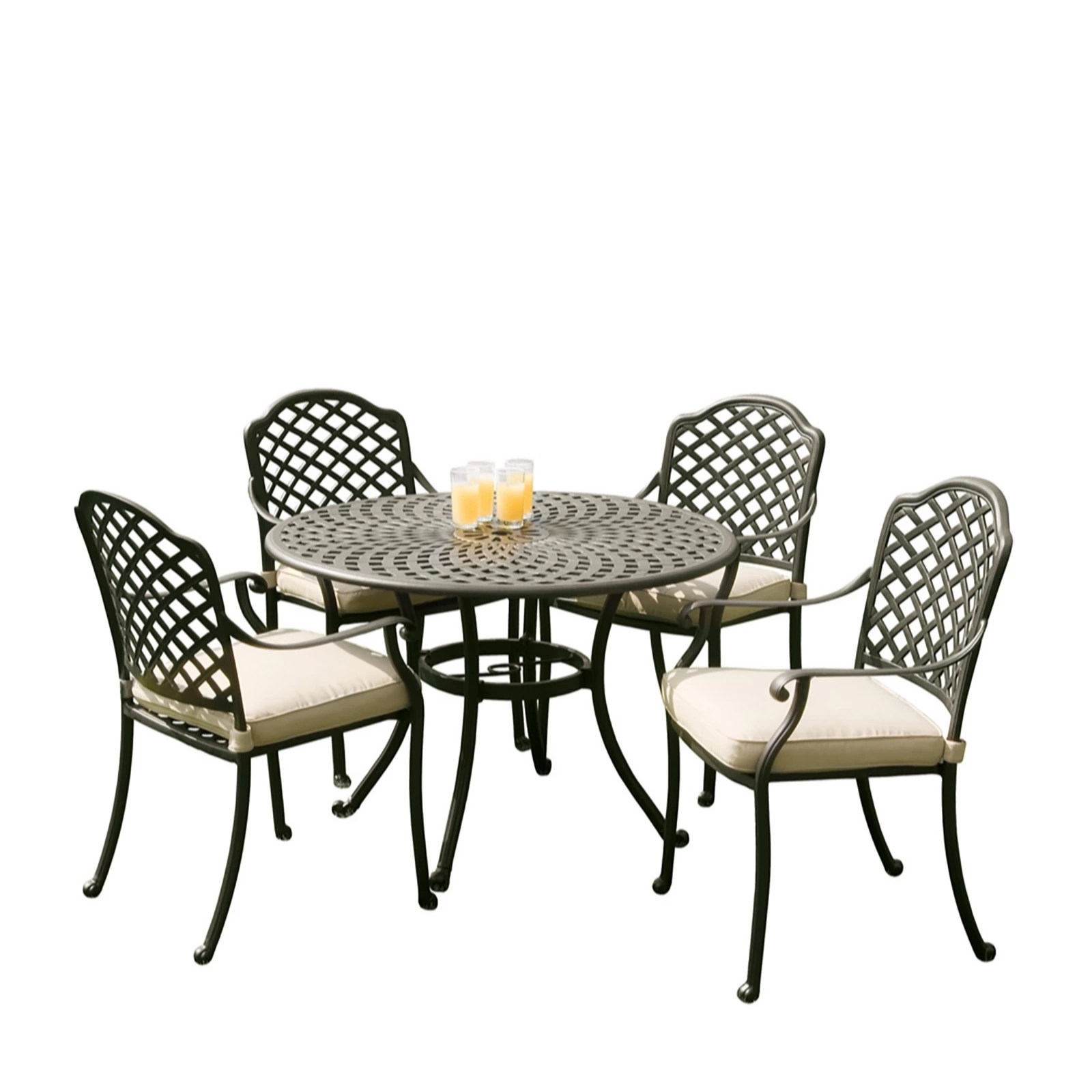 Sun Time Buckingham 90cm Table with 4 Chairs Garden Set QVC UK