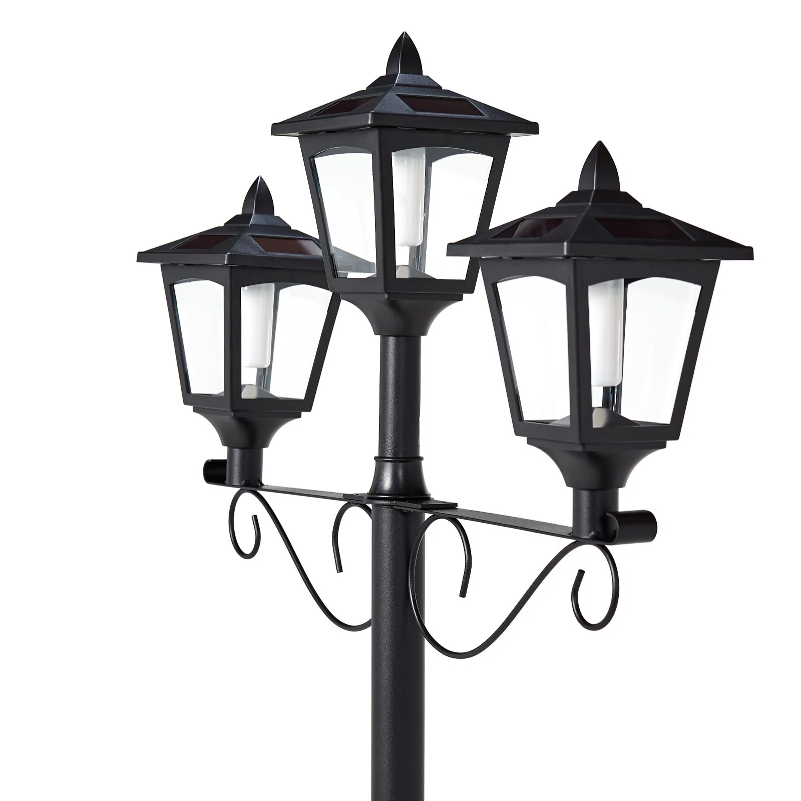 Luxform Flame Effect Three Headed Solar 1.8m Lamp Post QVC UK