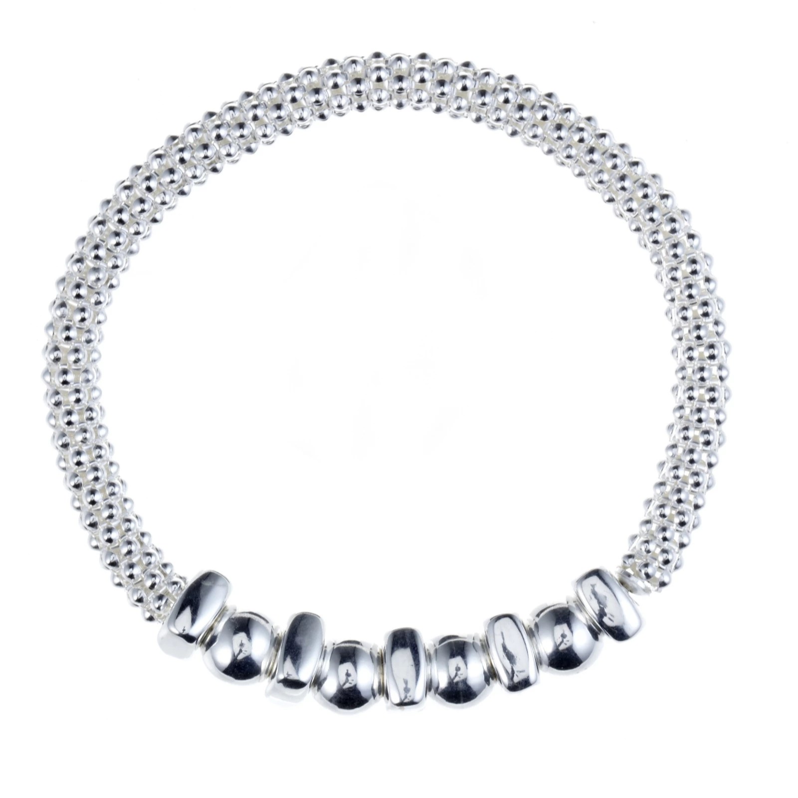 Pure Silver Beaded Stretch Bracelet Sterling Silver QVC UK