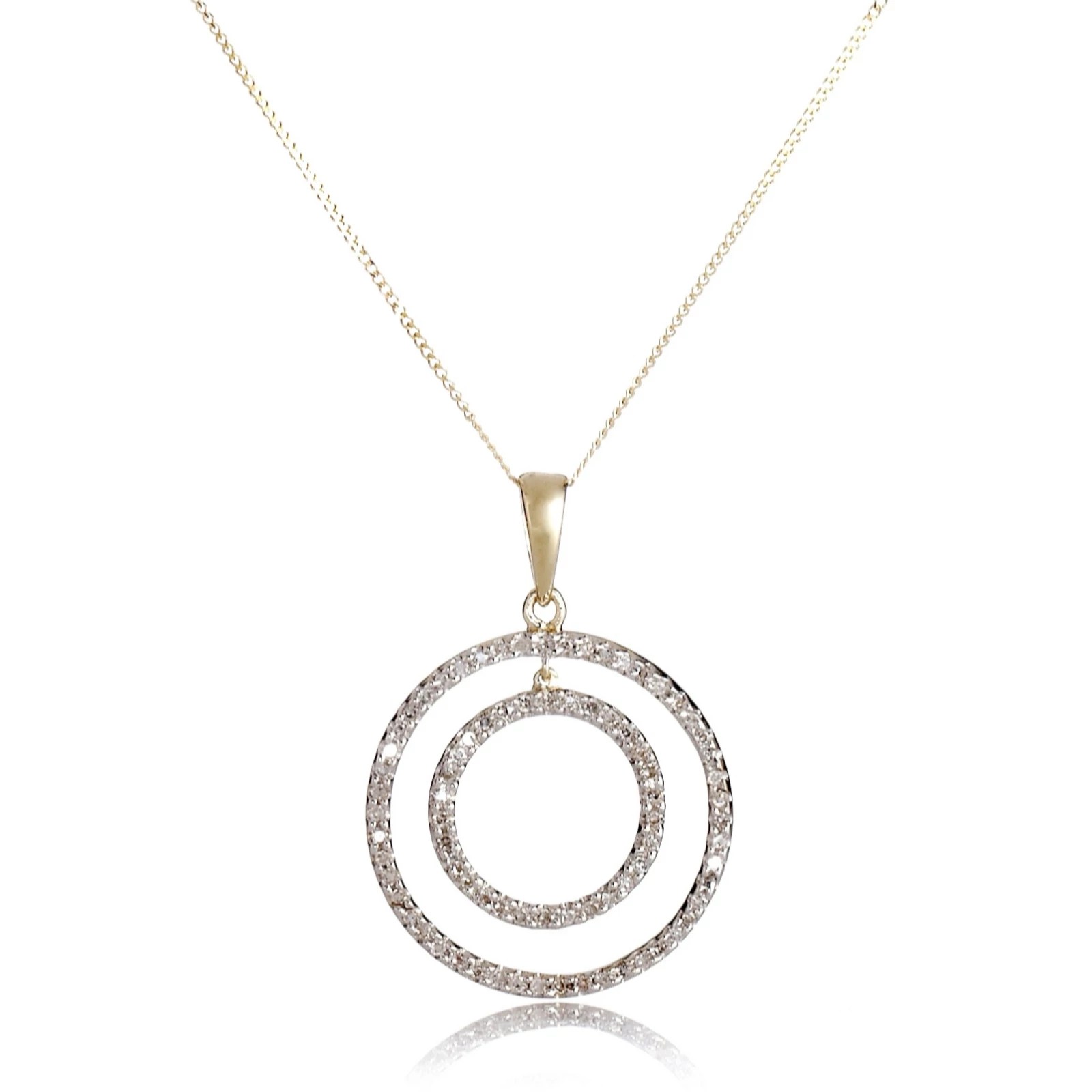 0.25ct Diamond 2 Circle Pendant & Chain 9ct Gold QVC UK