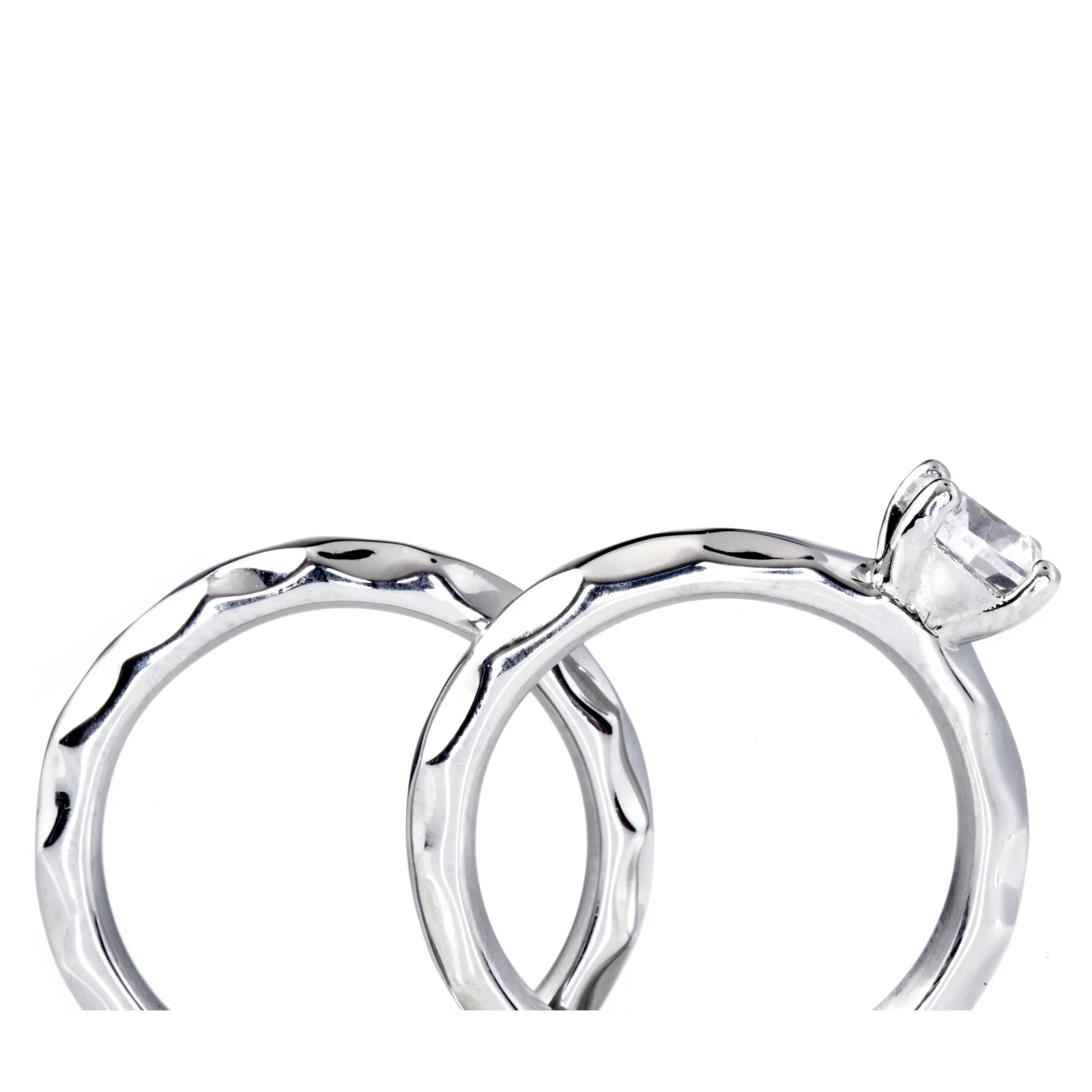 Eternal by Diamonique 0.9ct tw Set of 2 Rings Stainless Steel QVC UK