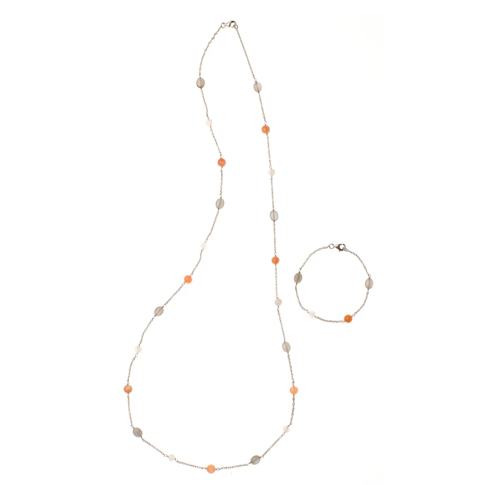 Moonstone Station Necklace & Bracelet Set Sterling Silver QVC UK