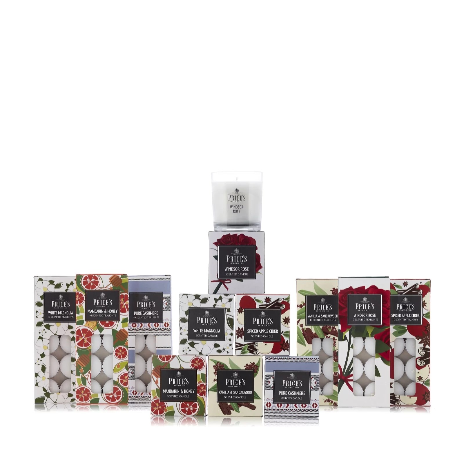 Outlet Price's Candles 6 Jar Candles & 60 Tealights Collection QVC UK
