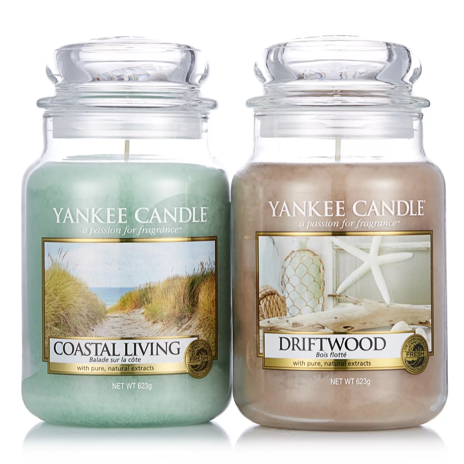 Yankee Candle Set of 2 Coastal Drift Large Jars QVC UK