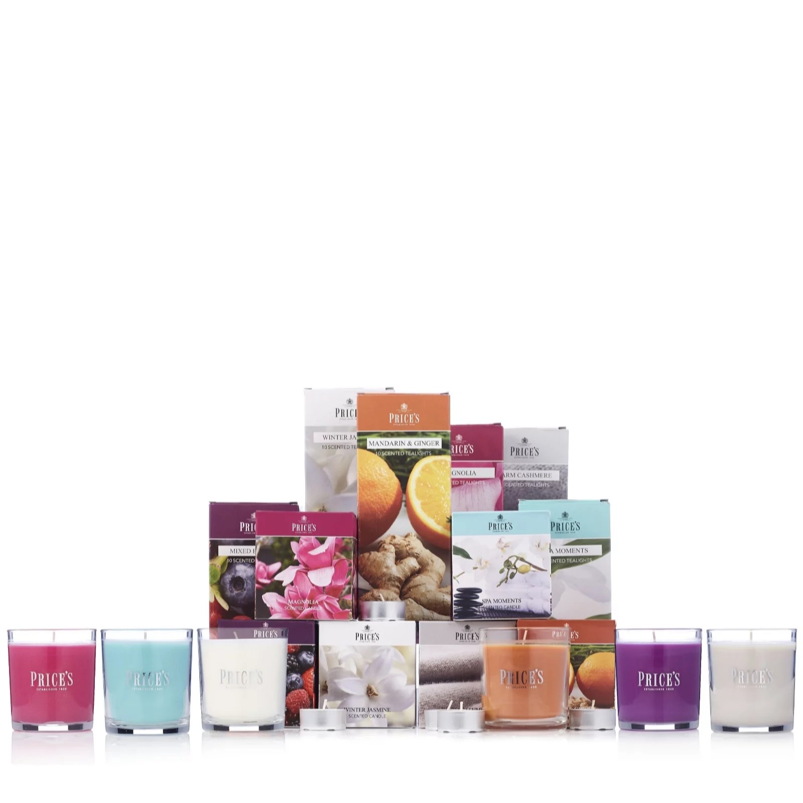 Price's Candles 6 Jar Candles & 60 Tealights Fragrance Collection QVC UK
