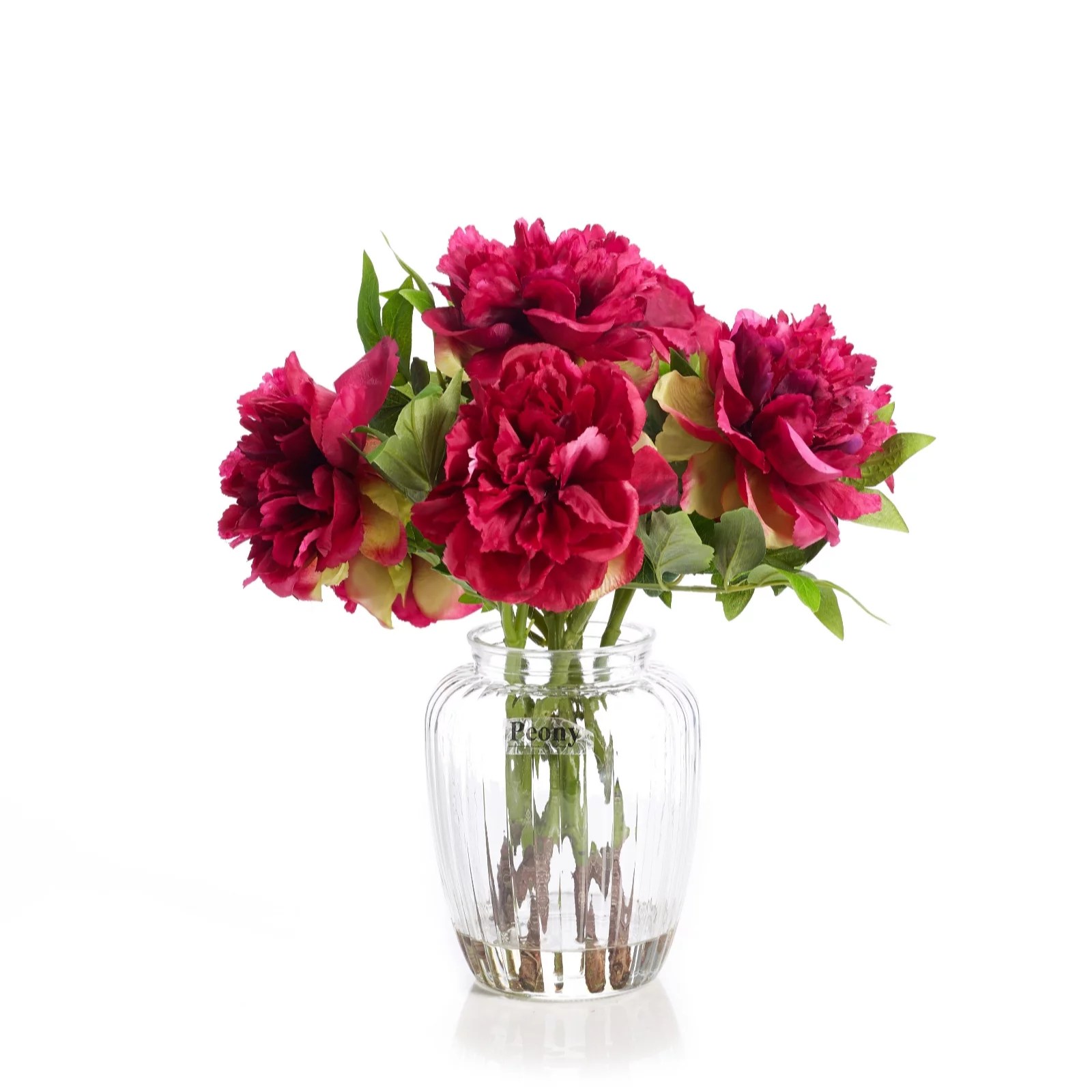 Peony Peonies in an Optic Vase QVC UK