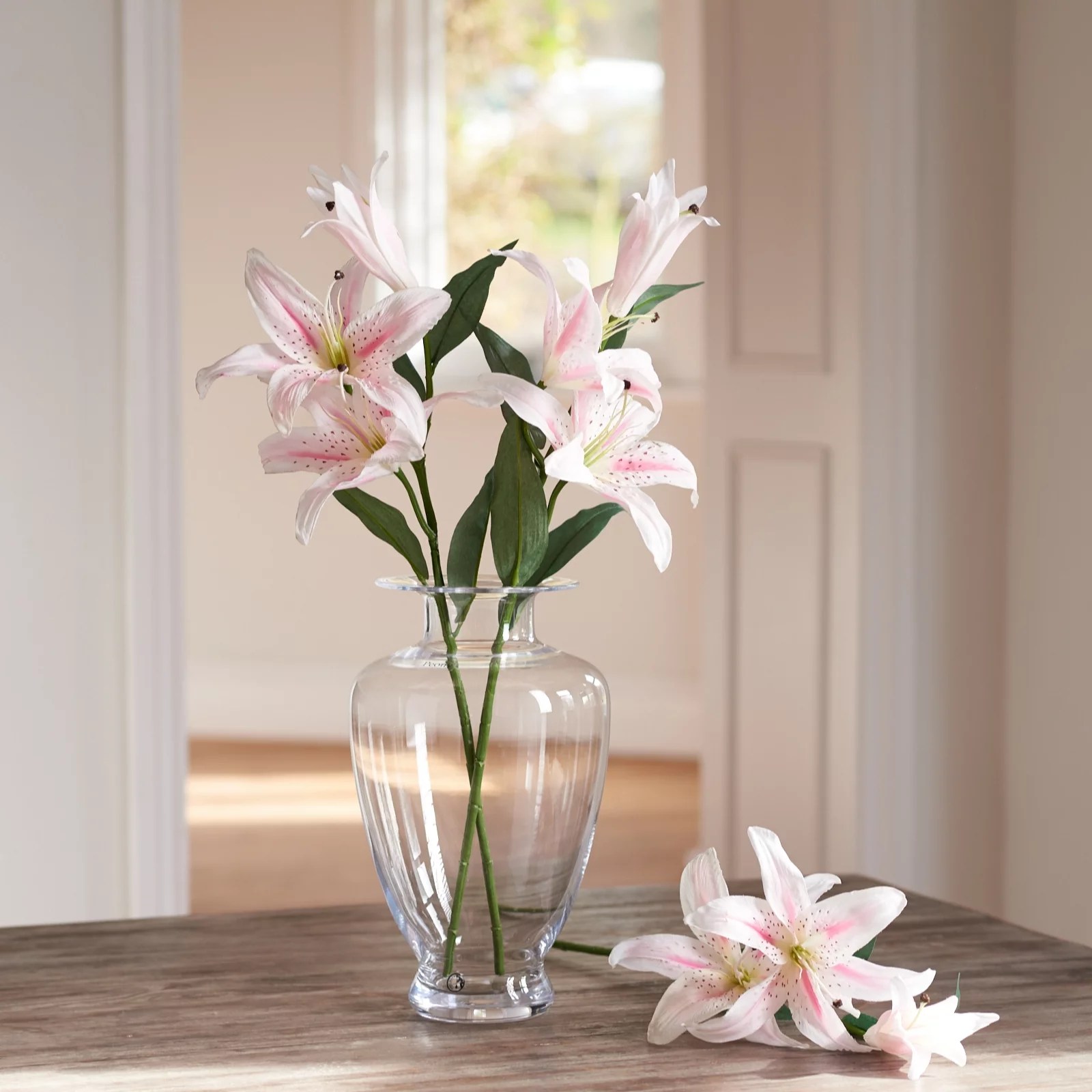 Peony Set of 3 Pink Casablanca Lily Stems QVC UK