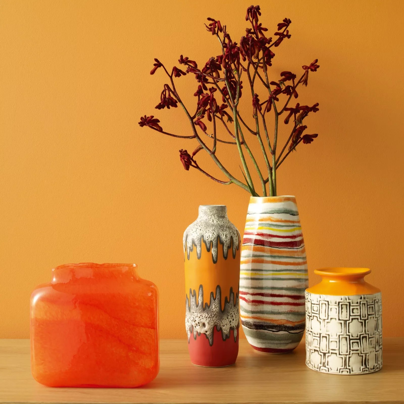 Habitat Tangelo Orange Bubble Glass Vase QVC UK