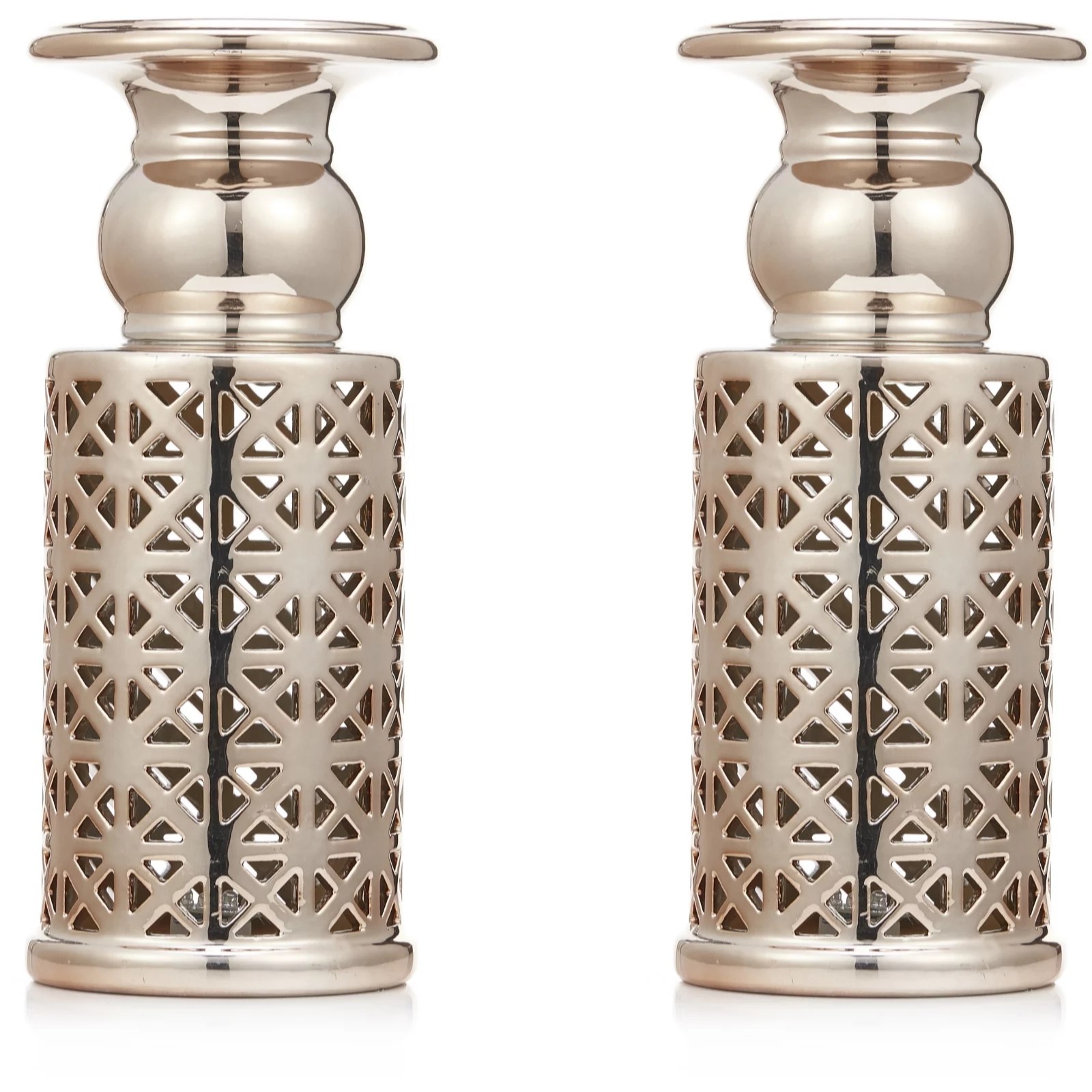 Alison Cork Set of 2 PreLit Fretwork Candle Holders QVC UK