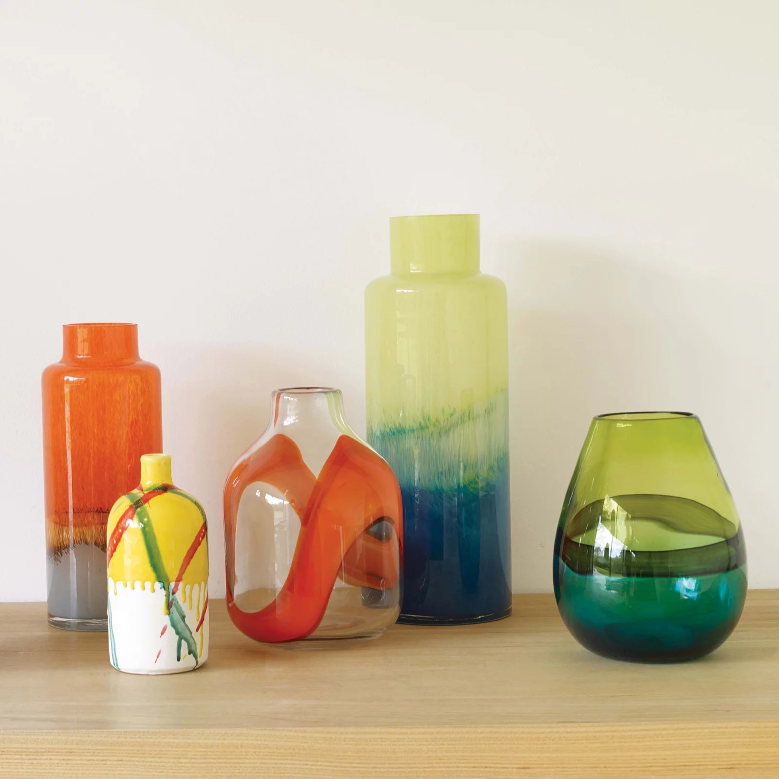 Habitat Ceilo Blue and Green Glass Tulip Vase QVC UK