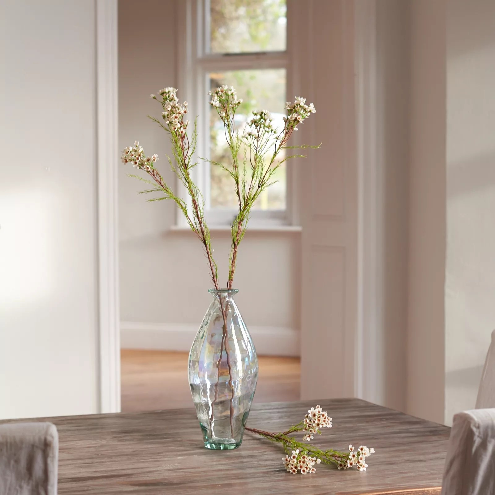 Peony Set of 3 Cream Waxflower Stems QVC UK