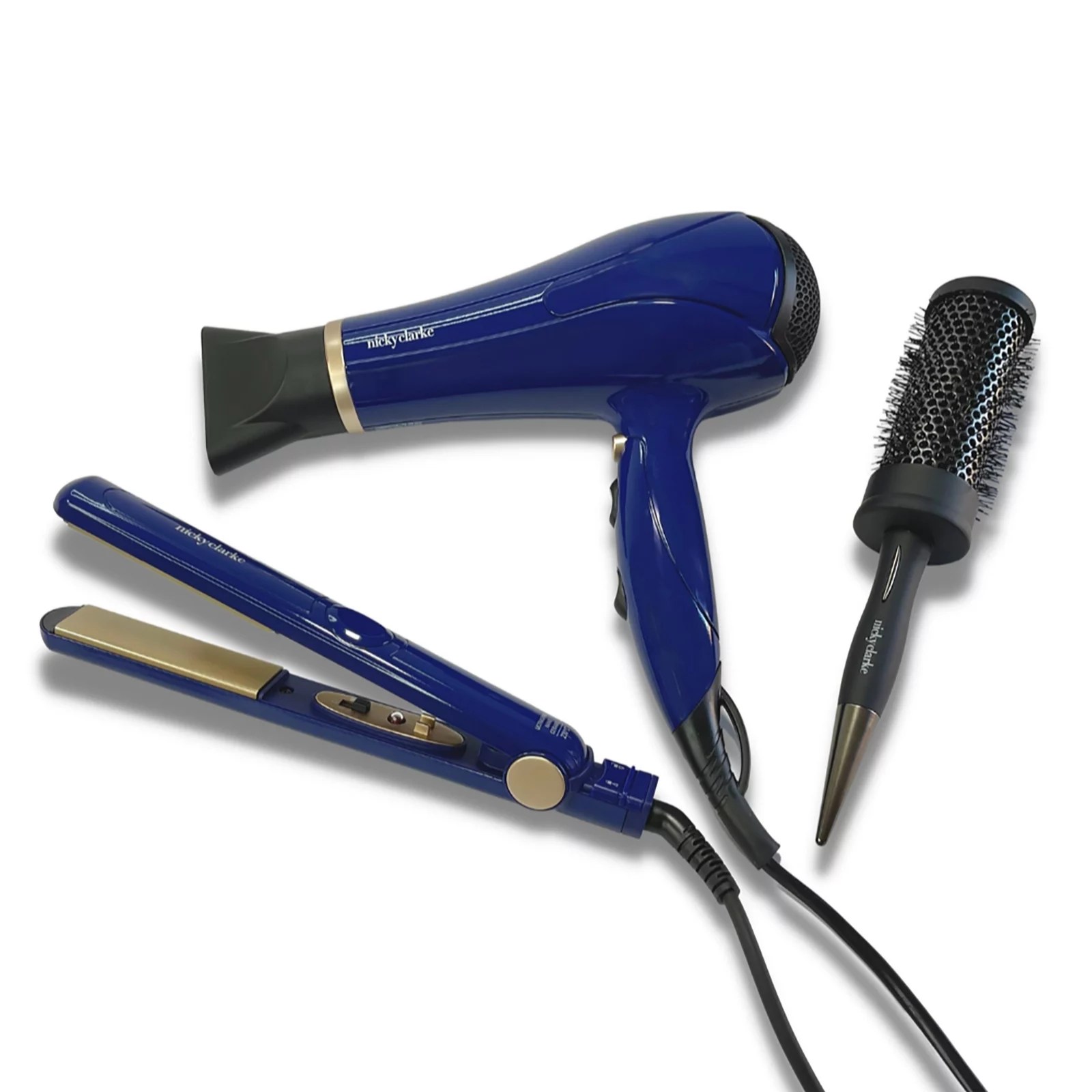 Nicky Clarke Hair Dryer Straightener & Brush Gift Set QVC UK