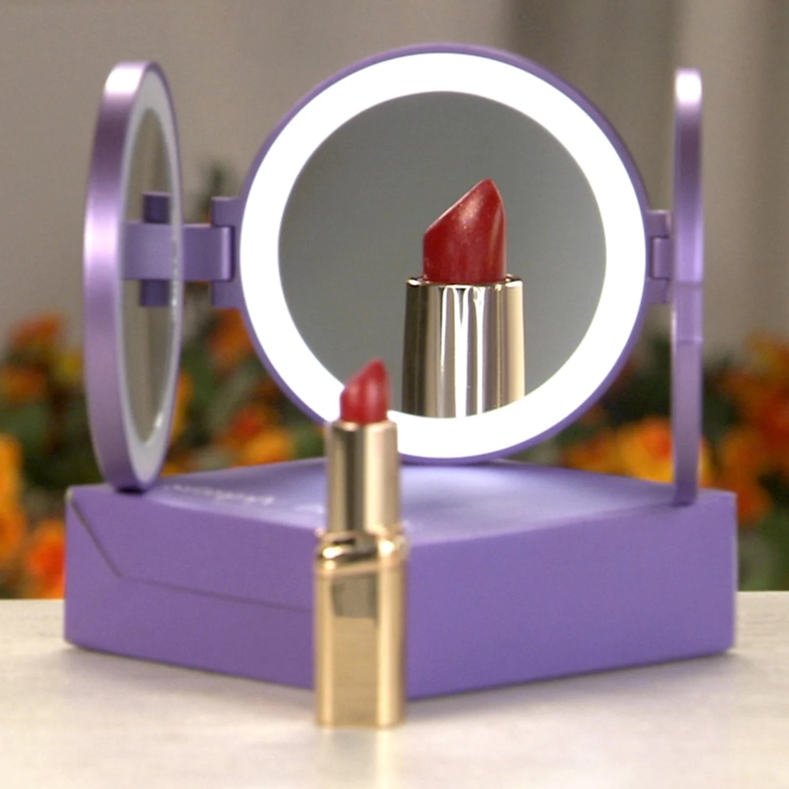 Simply Beauty TriFold LED Compact Mirror With 1x/5x/10x Magnification