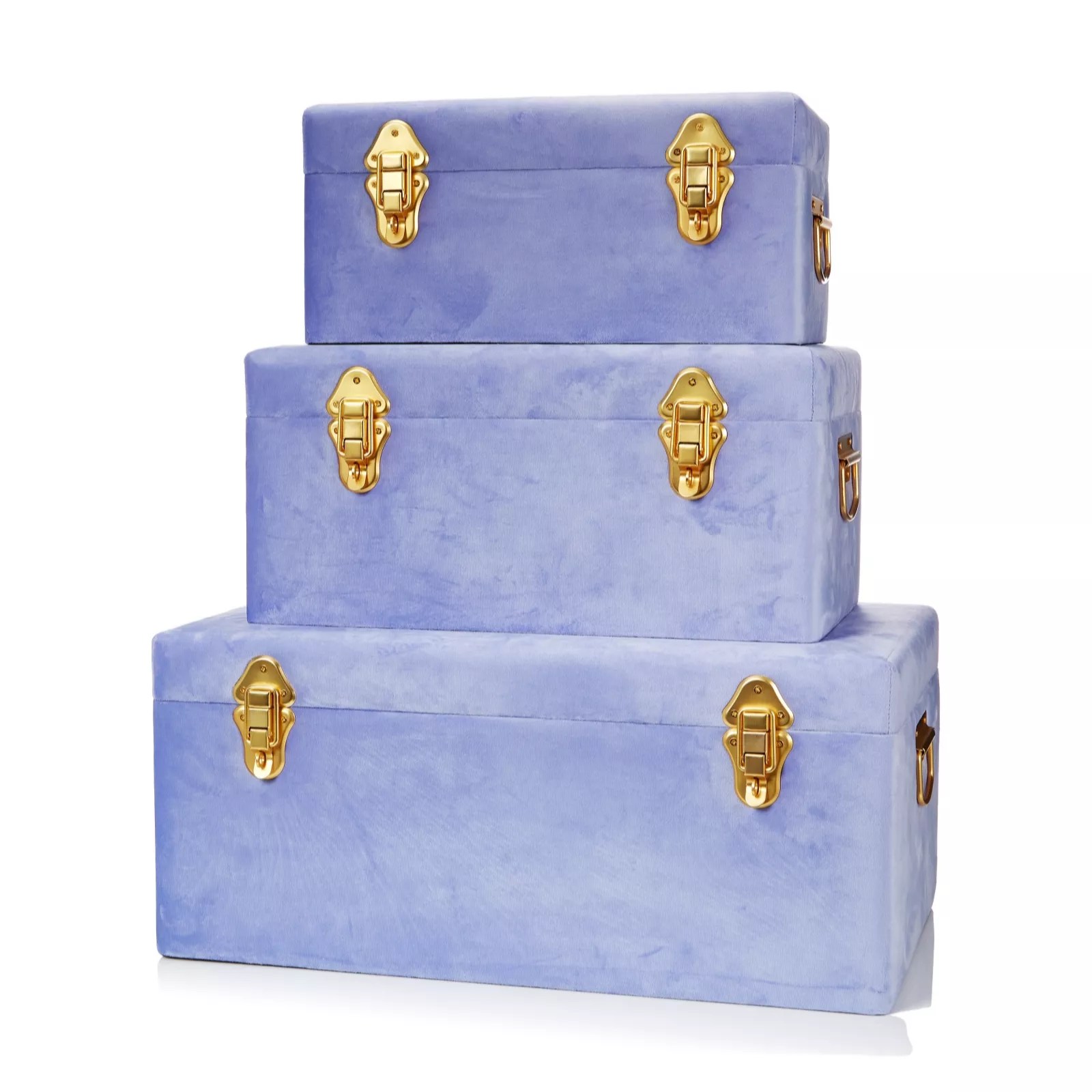 BundleBerry by Amanda Holden Set of 3 Velvet Touch Trunks QVC UK