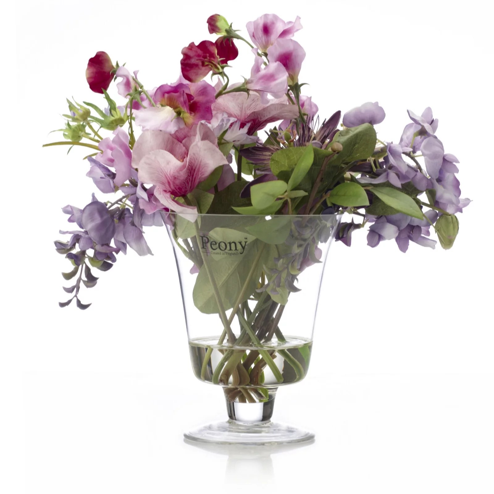 Peony Wisteria Passion & Clematis Faux Flowers in a Chamber Vase QVC UK