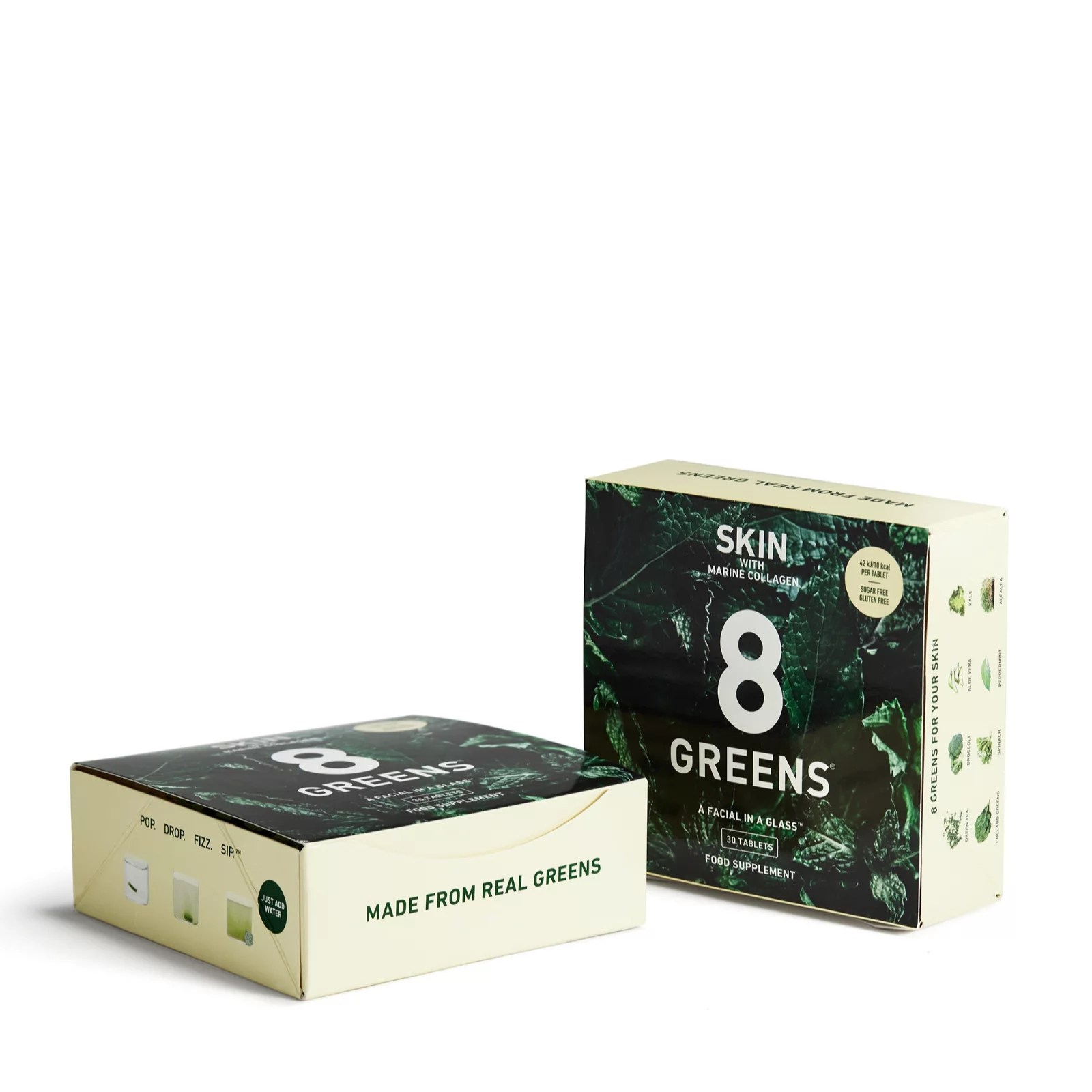 8 Greens Skin Effervescent Drink Tablets with Marine Collagen 60 Day