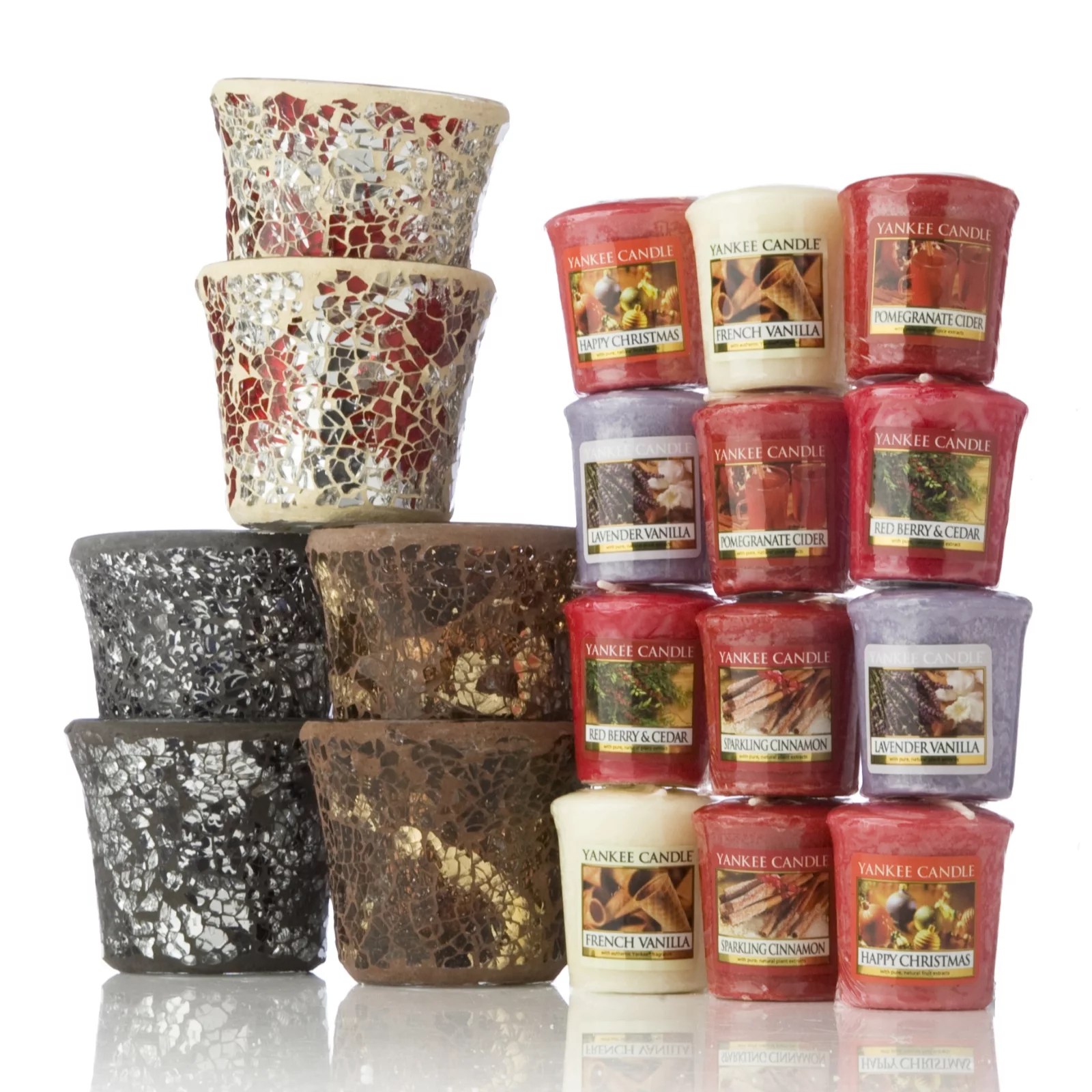Yankee Candle Set of 6 Smash Mosaic Sampler Holders & 12 Samplers QVC UK
