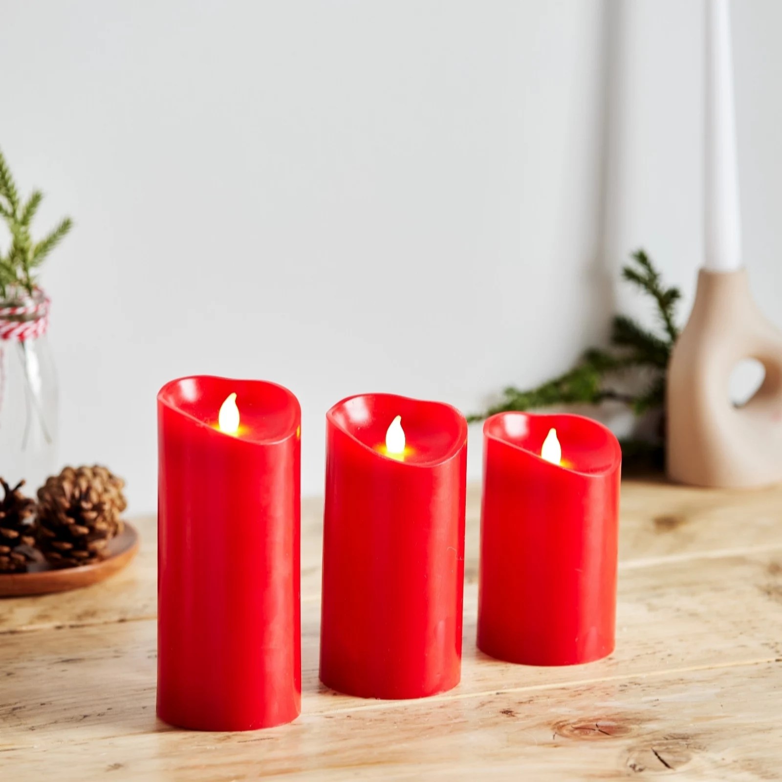 Outlet Home Reflections Set of 3 LED Pillar Candles QVC UK