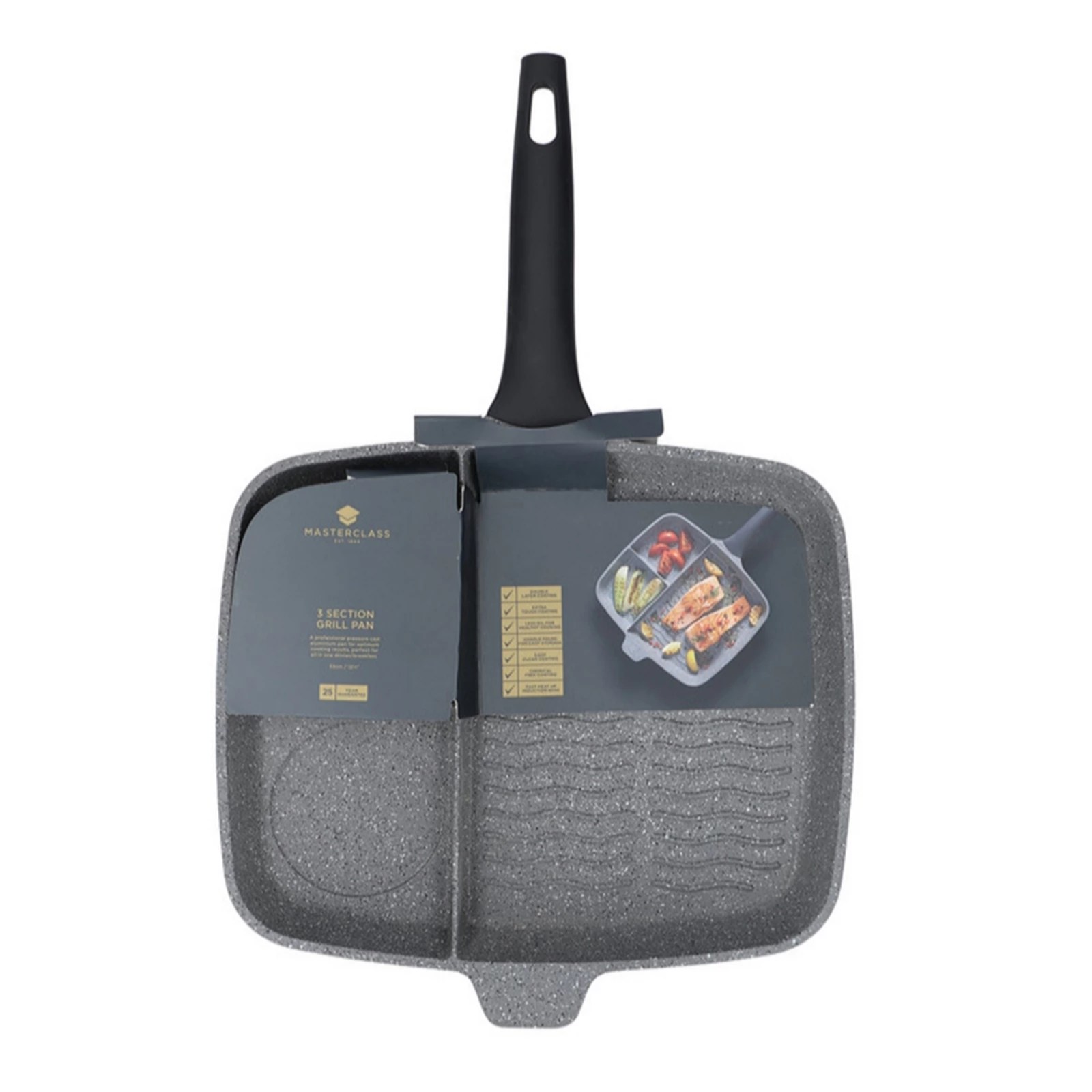 MasterClass Smart Solution Cast Aluminium Three Section Griddle Pan