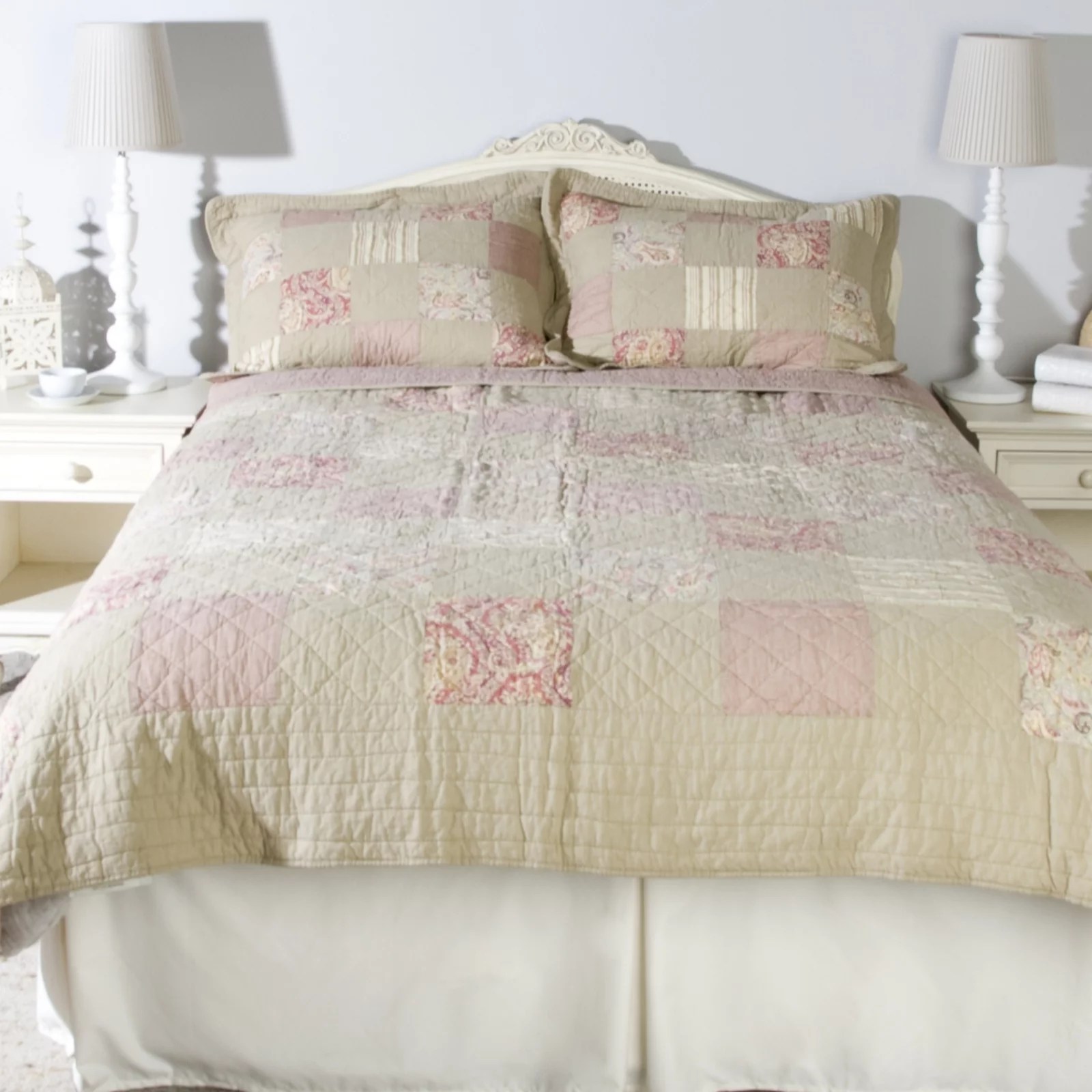 Emily Patchwork Reversible All Cotton Quilt Set QVC UK