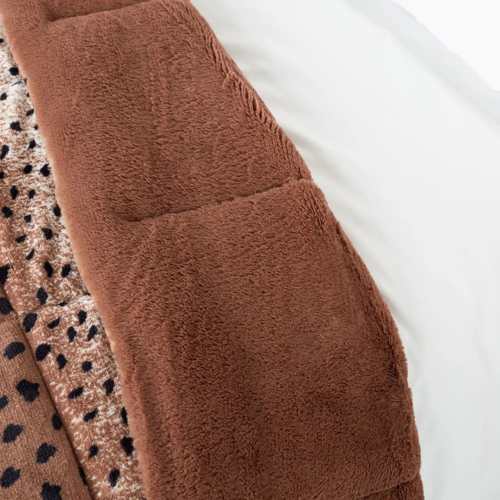 Cozee Home Snow Leopard Velvet Soft Filled Throw QVC UK