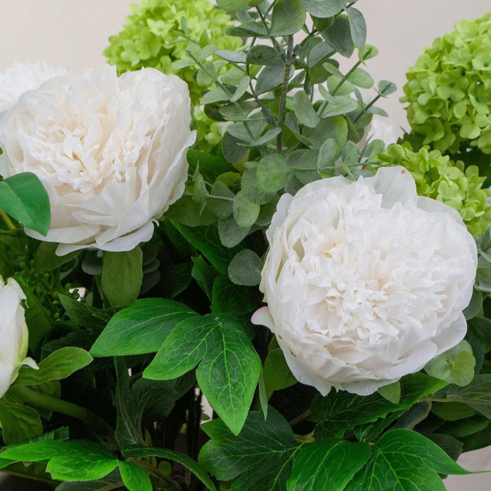 Peony Peonies & Foliage in a Diamond Engraved Pot QVC UK