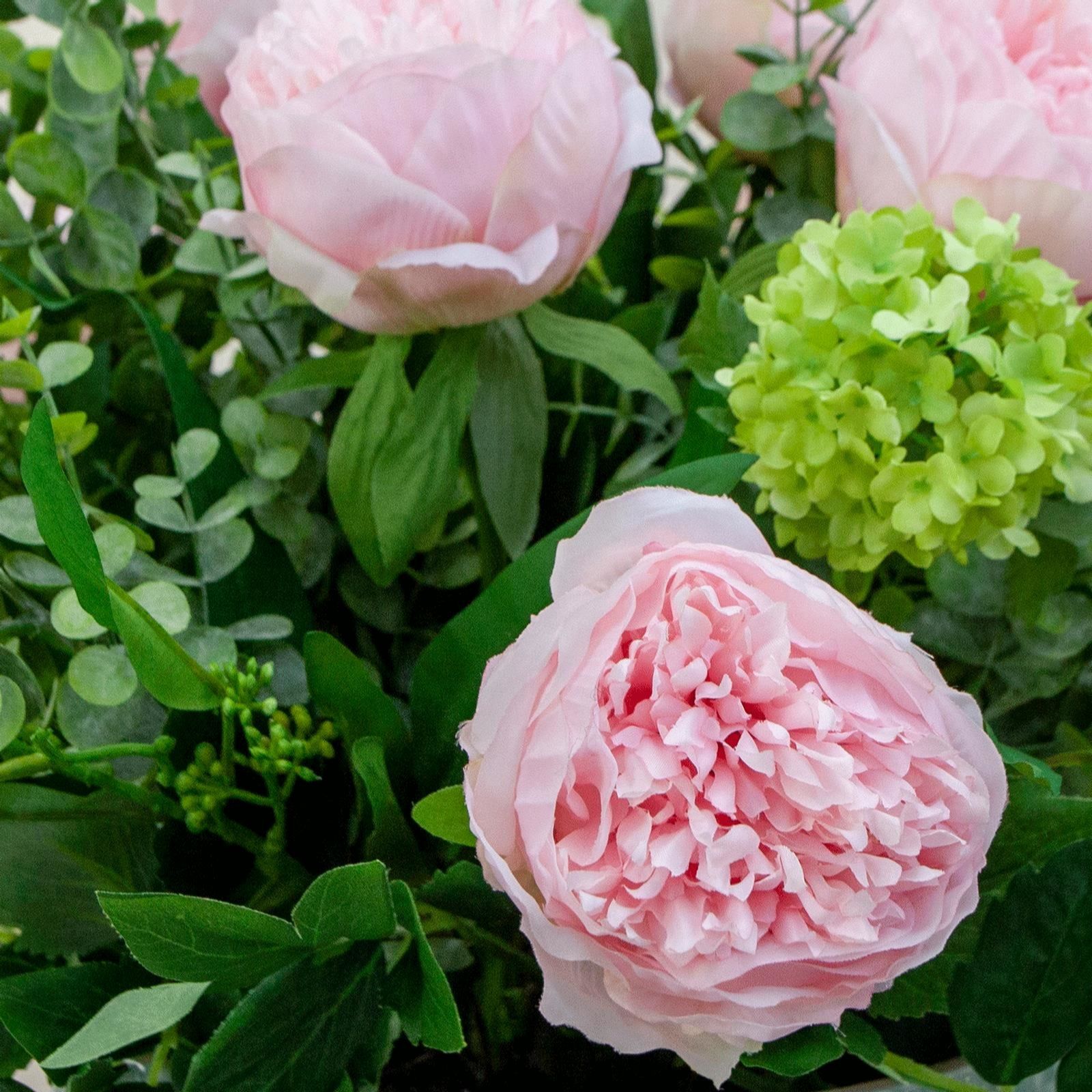Peony Peonies & Foliage in a Diamond Engraved Pot QVC UK