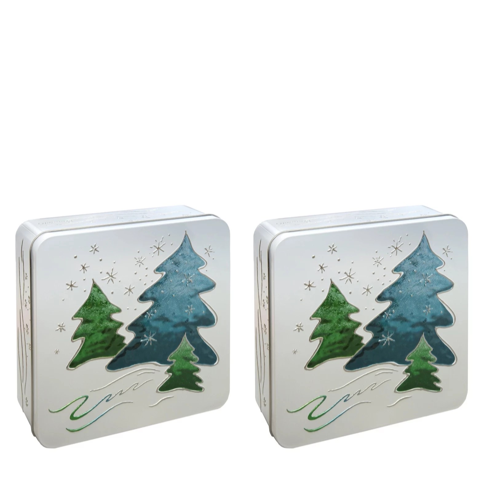 Churchills Set of 2 Christmas Tree Biscuit Tins 225g QVC UK