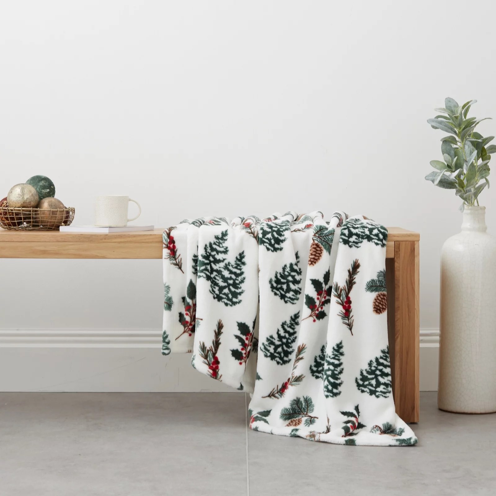 Cozee Home Christmas Plush Printed Throw QVC UK