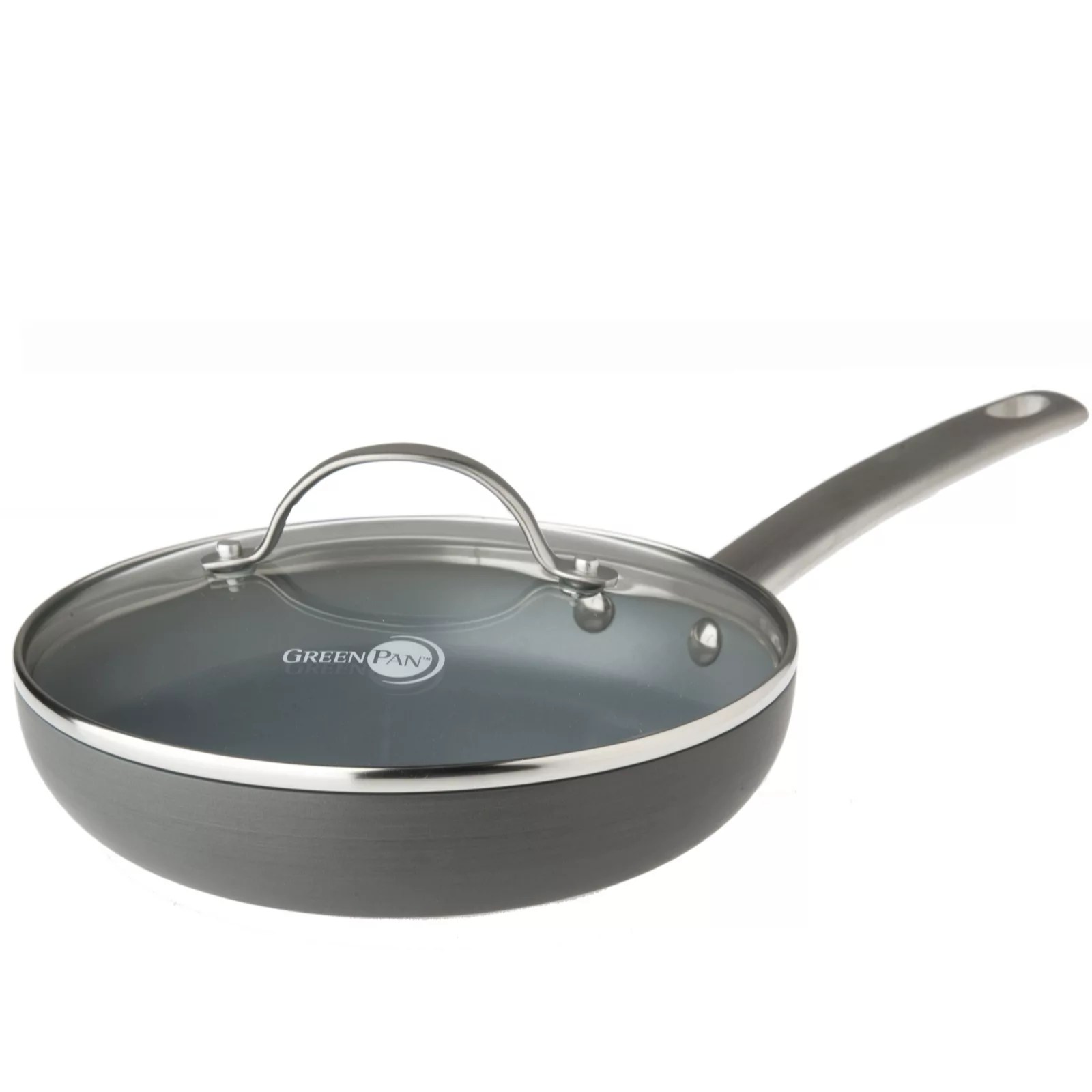 GreenPan New York Series 20cm Fry Pan & Glass Tempered Lid QVC UK