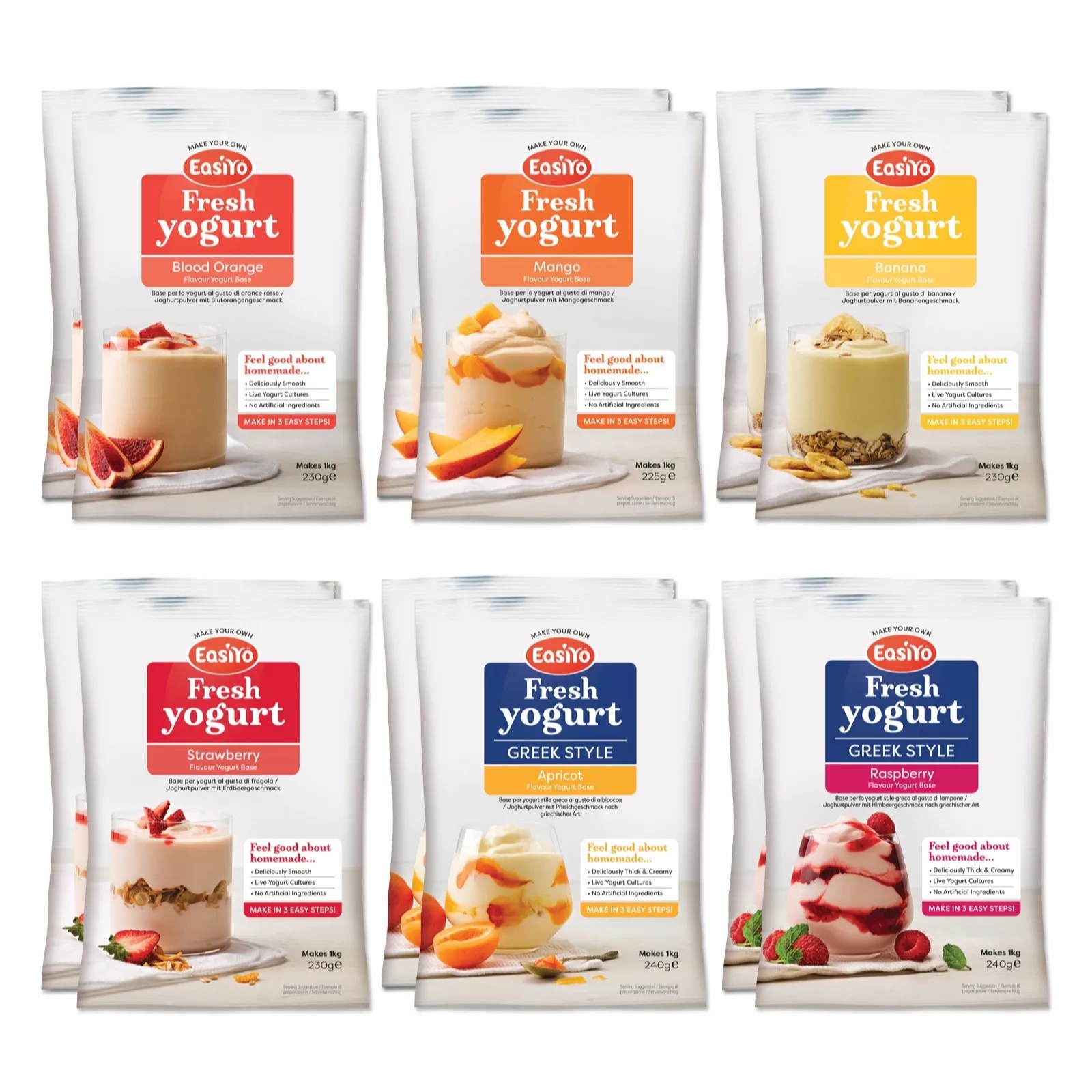 Easiyo Set of 12 Summer Fruits Yogurt Mixed Selection QVC UK