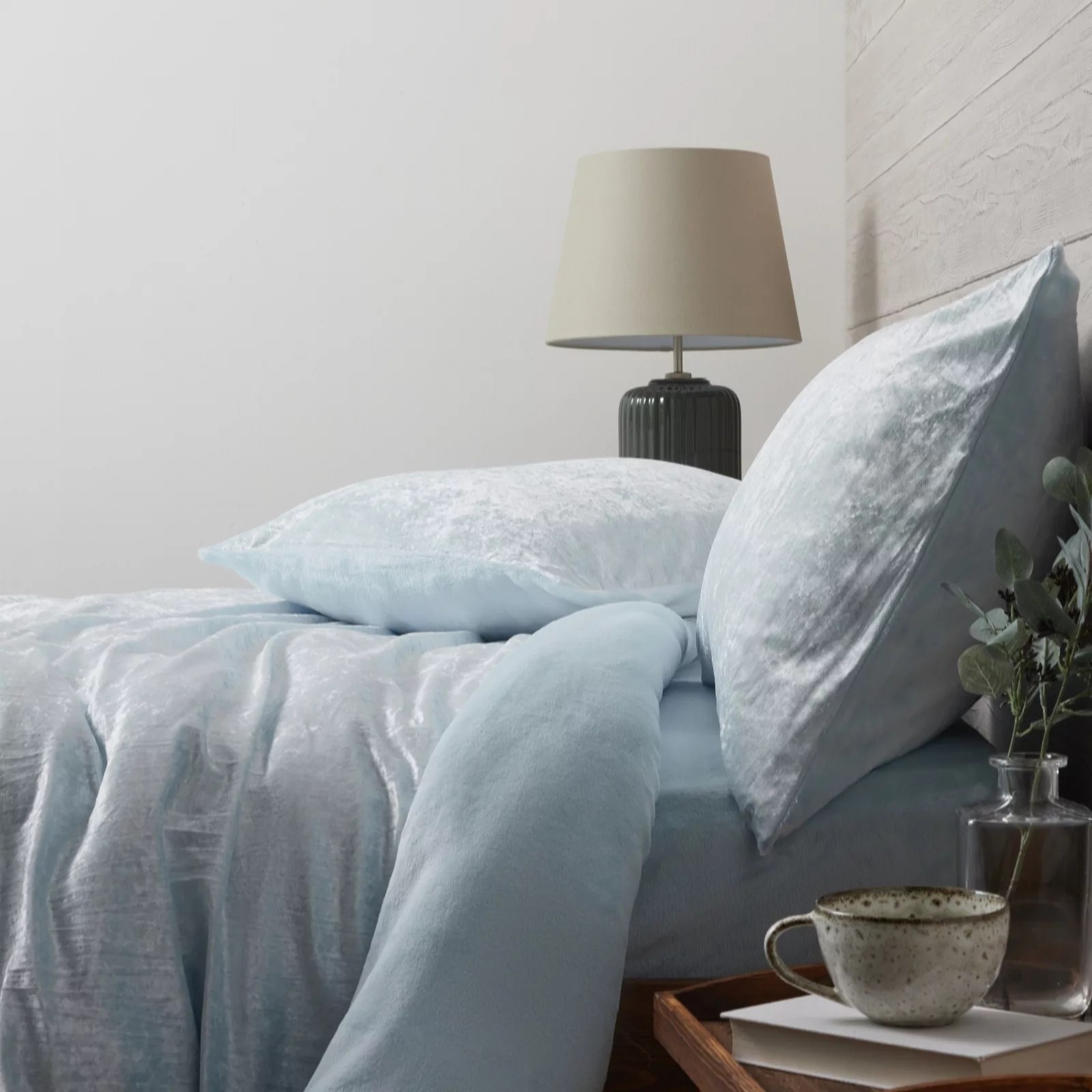 Outlet Cozee Home Crinkle Crushed Velvet 4 Pc Duvet Set QVC UK