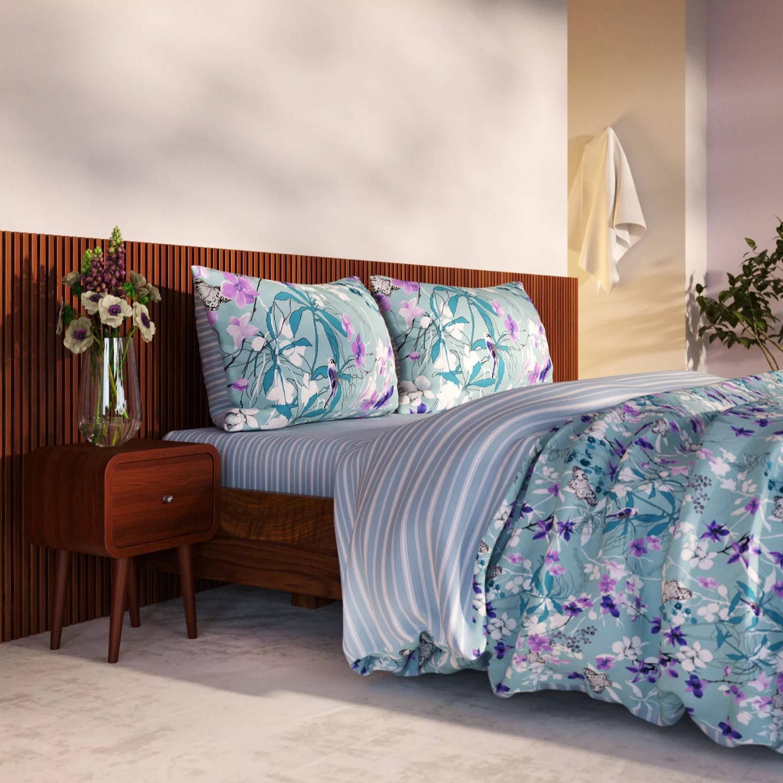 Outlet Cozee Home Butterfly Botantical 4 Pc Duvet Set QVC UK