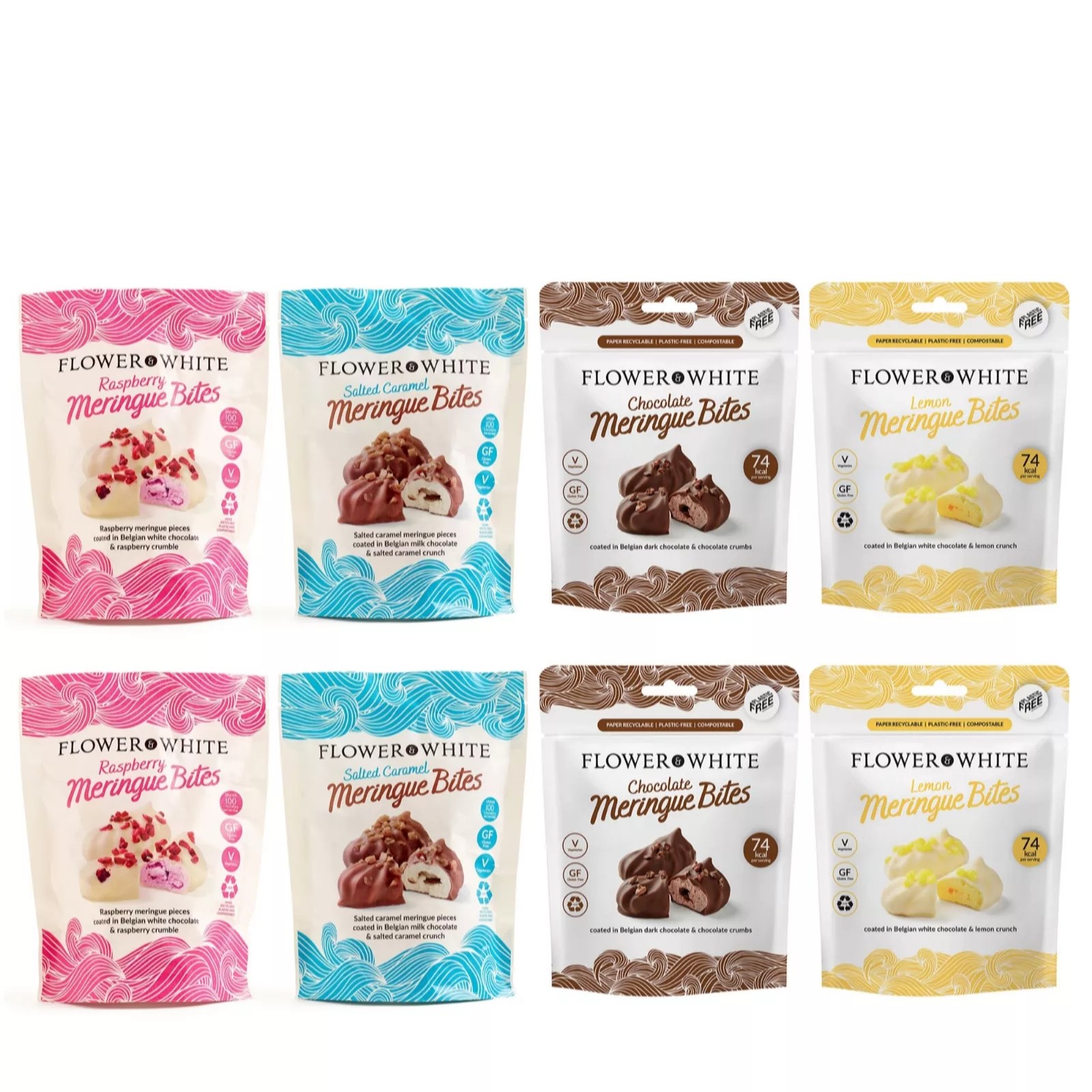 Flower & White Set of 8 Mixed Meringue Bite Bags QVC UK