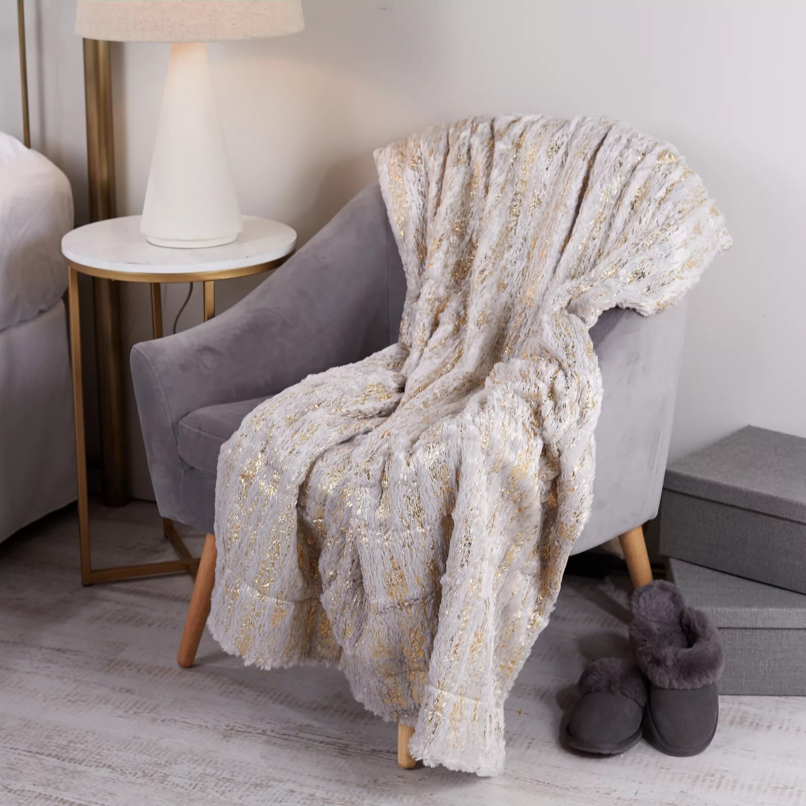 Cozee Home Faux Fur Shimmer Throw QVC UK